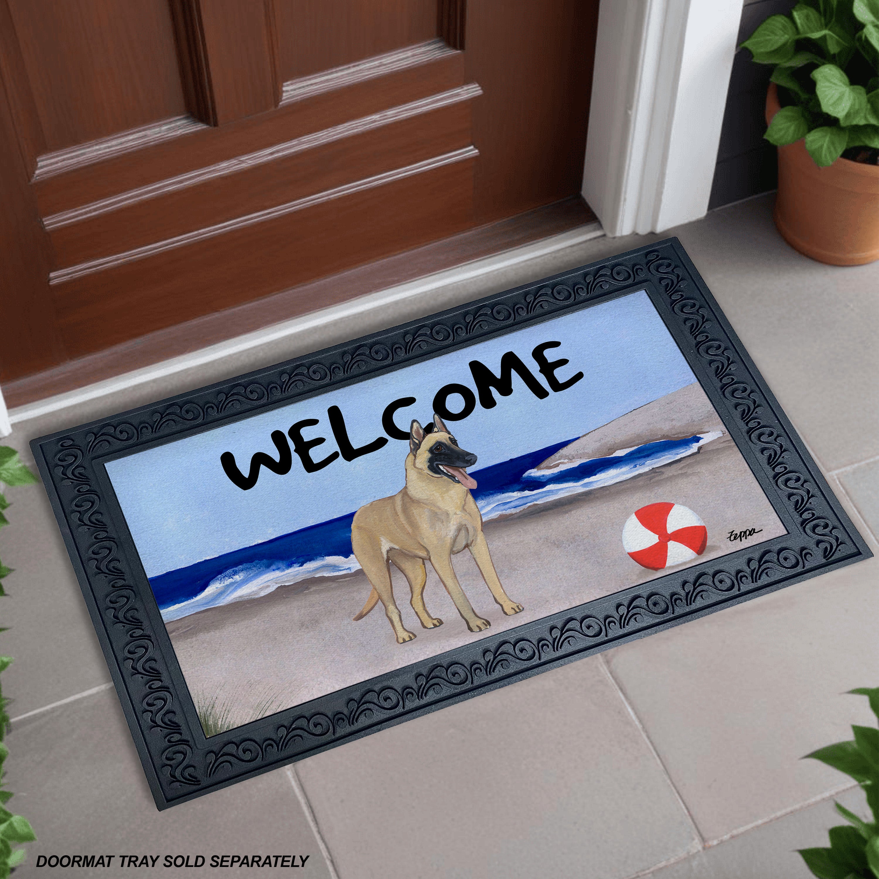 Belgian Malinois Beach Scene Welcome Mat