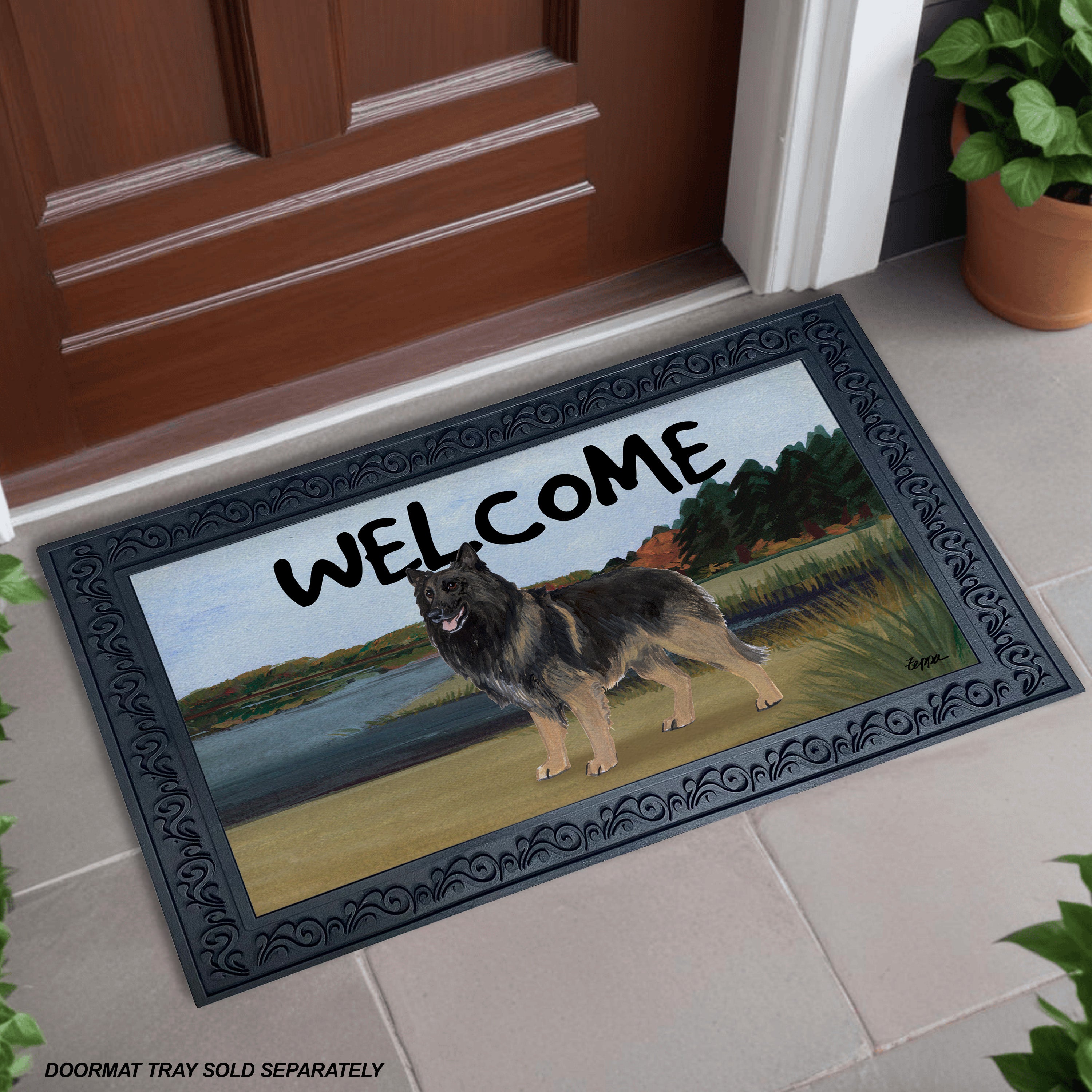 Belgian Tervuren Lake Scene Welcome Mat