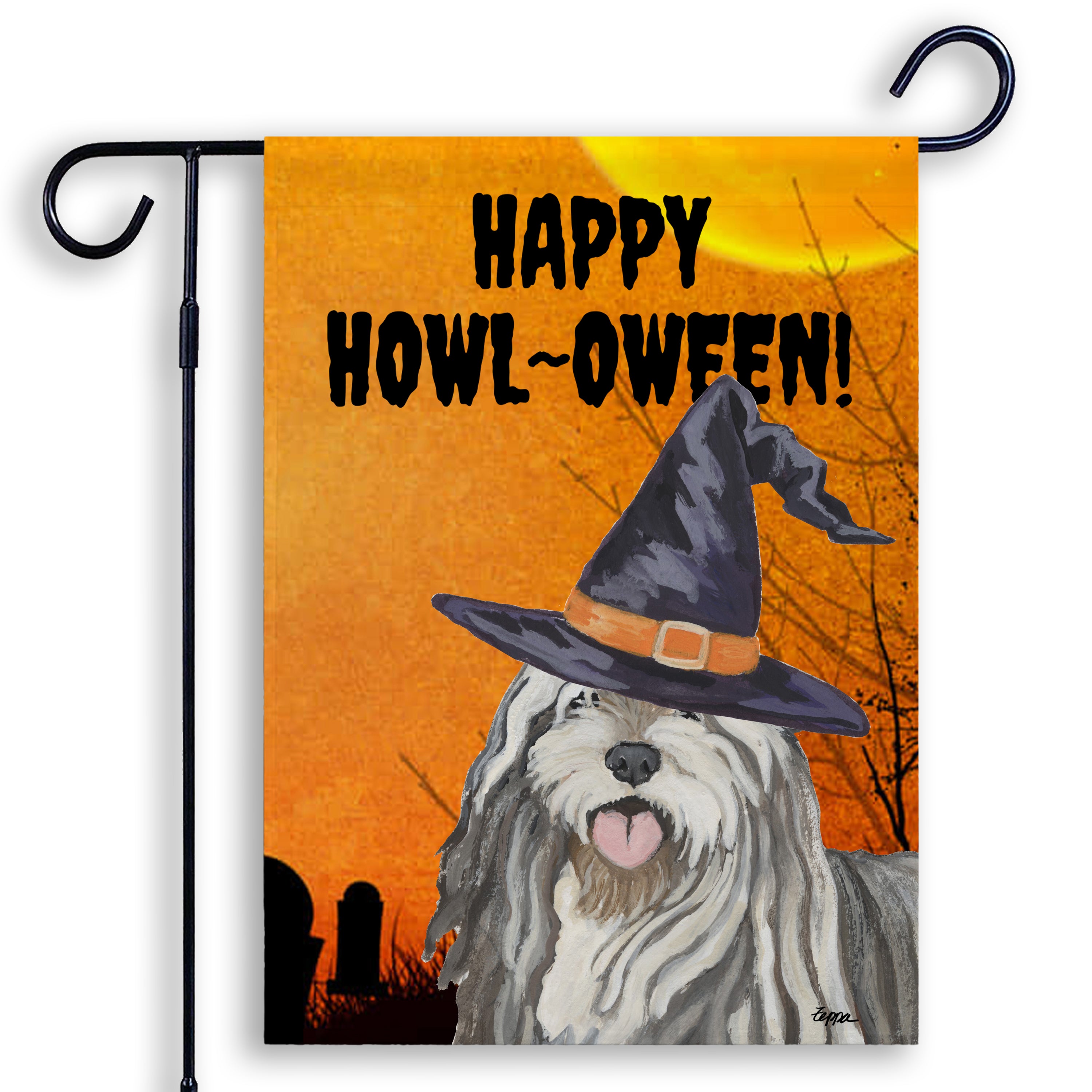 Bergamasco Happy HOWLoween Garden Flag