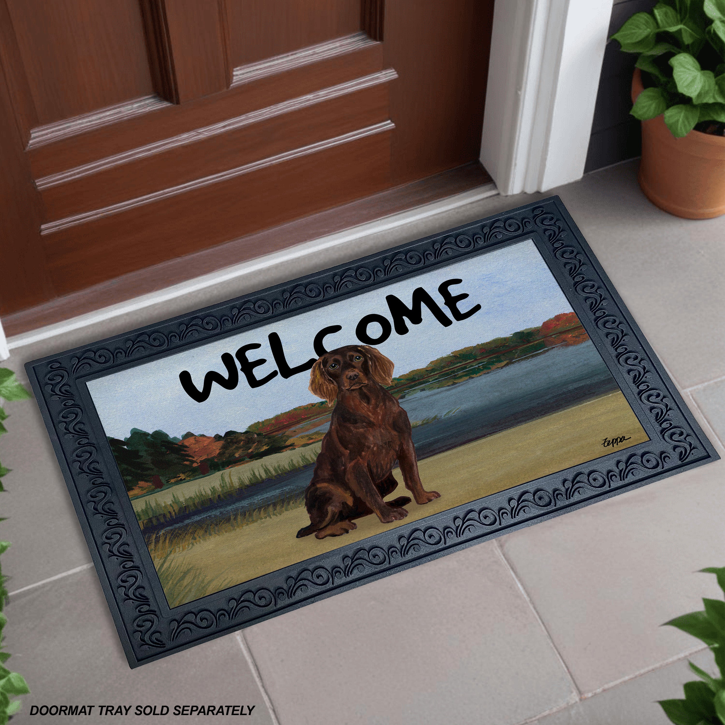 Boykin Spaniel Lake Scene Welcome Mat