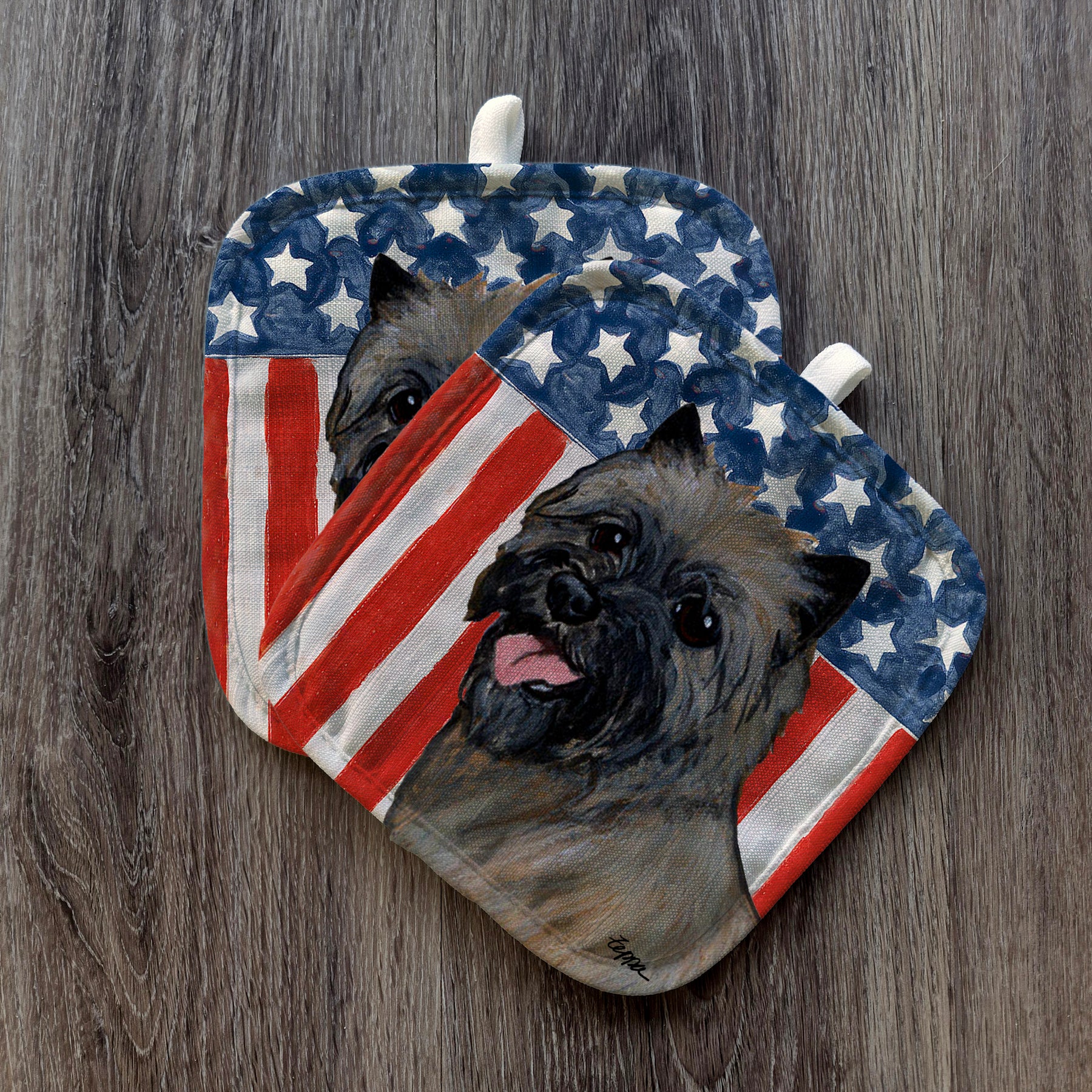 Cairn Terrier Americana Pot Holder Set