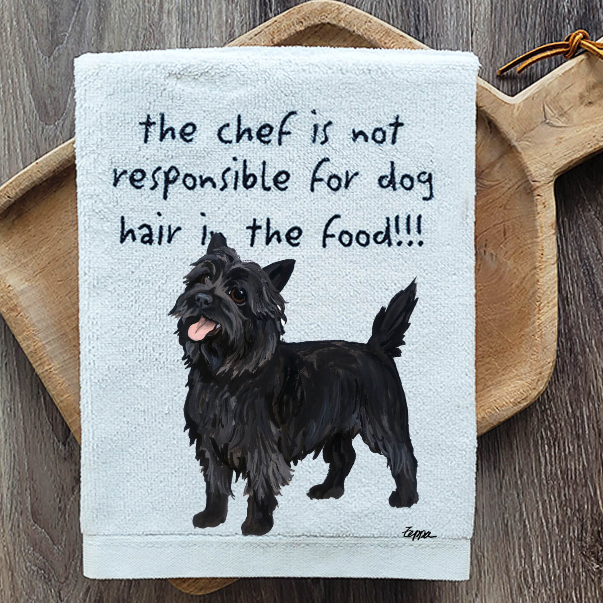 Pawsitively Adorable Black Cairn Terrier Kitchen Towel