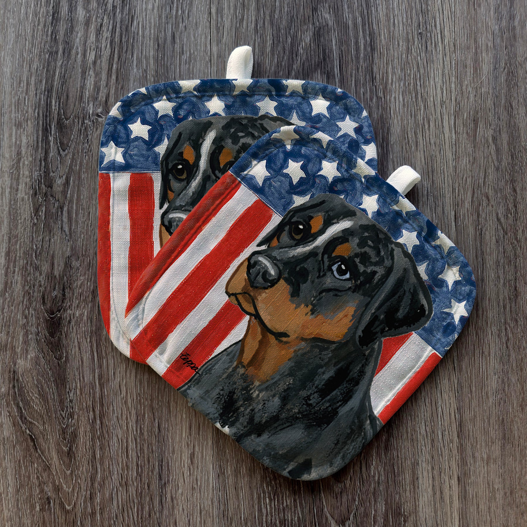 Catahoula Leopard Dog Americana Pot Holder Set