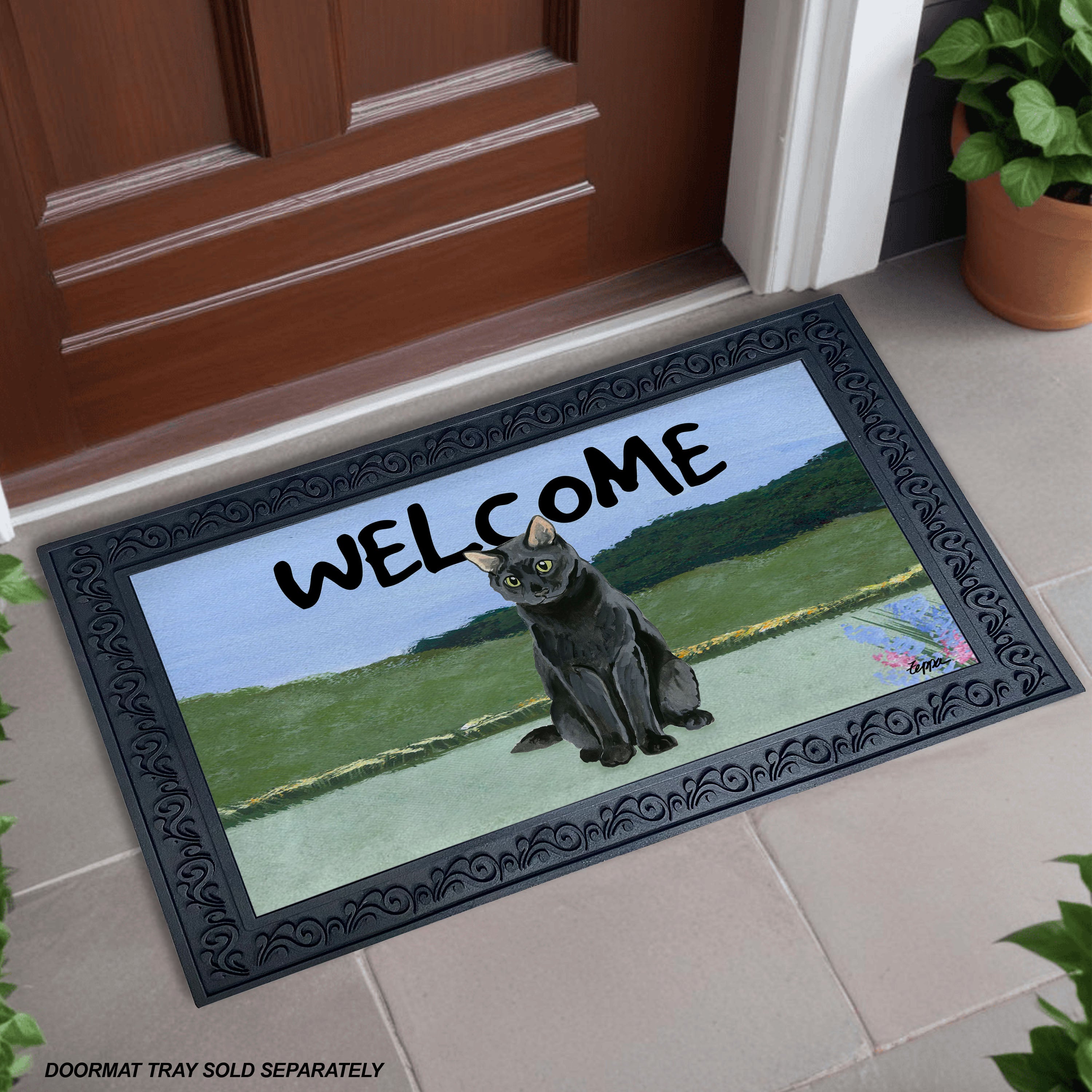 Black Cat Welcome Mat