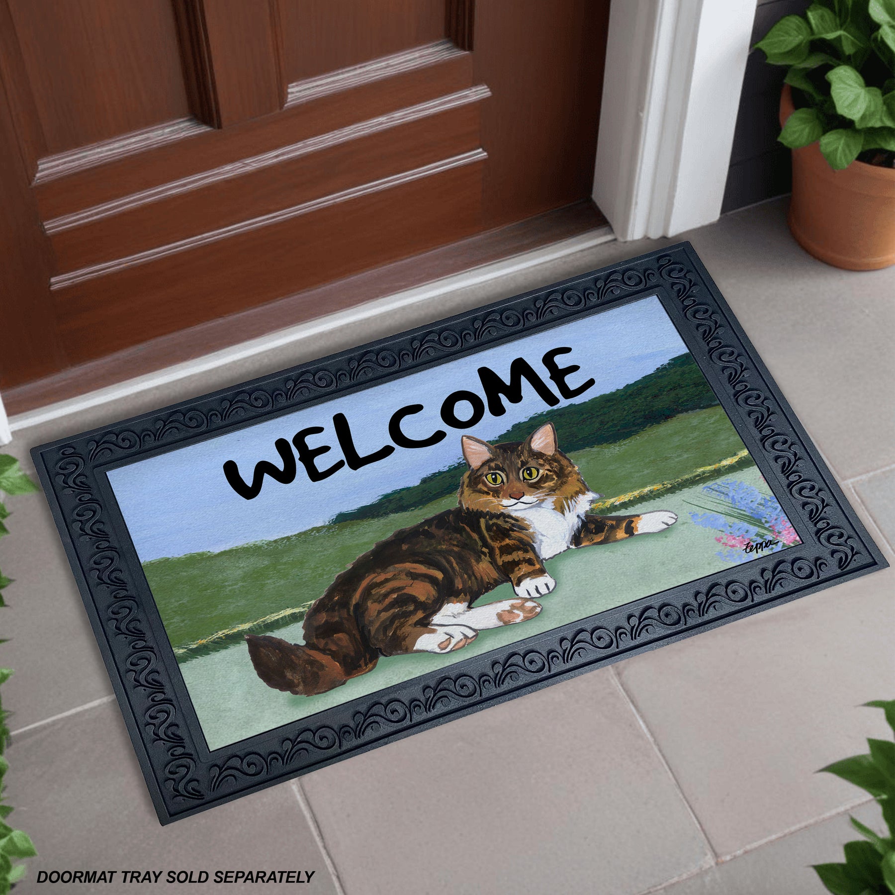 Maine Coon Cat  Scenic Welcome Mat