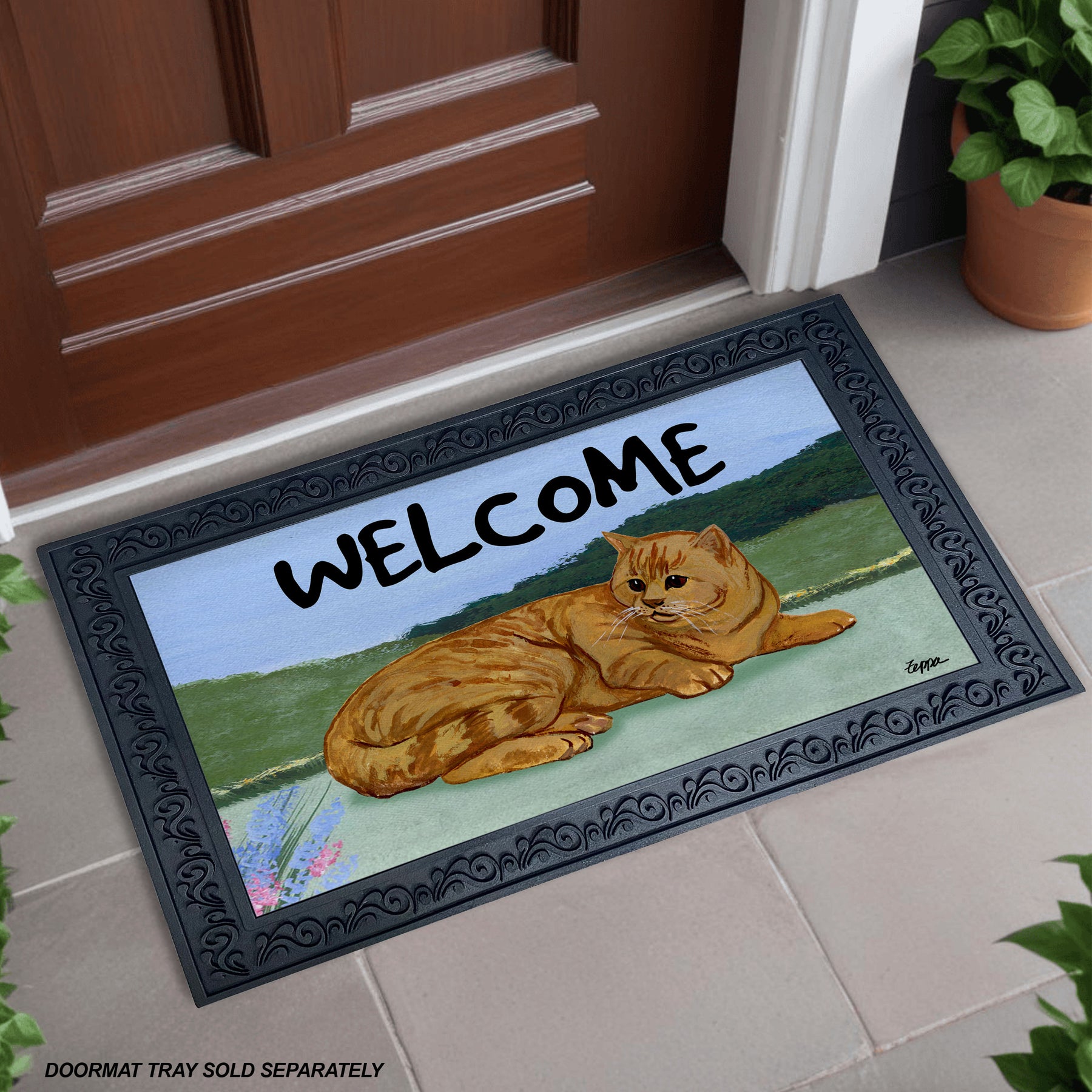 Orange Tabby Welcome Mat