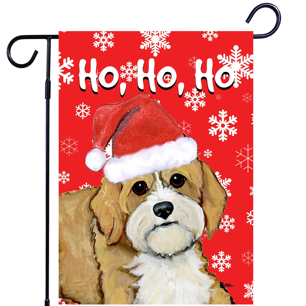 Cavapoo Ho Ho Ho Garden Flag