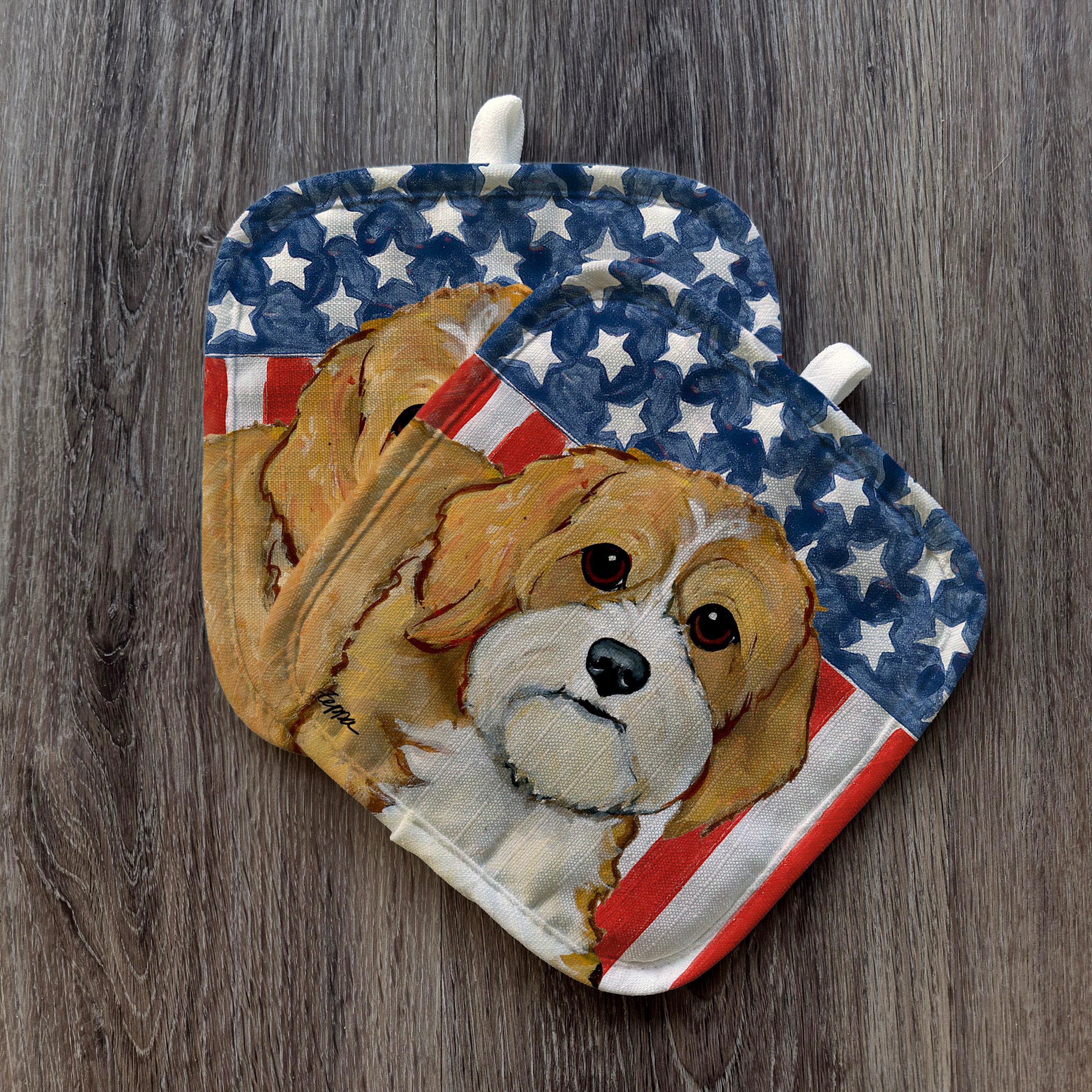 Cavapoo Americana Pot Holder Set