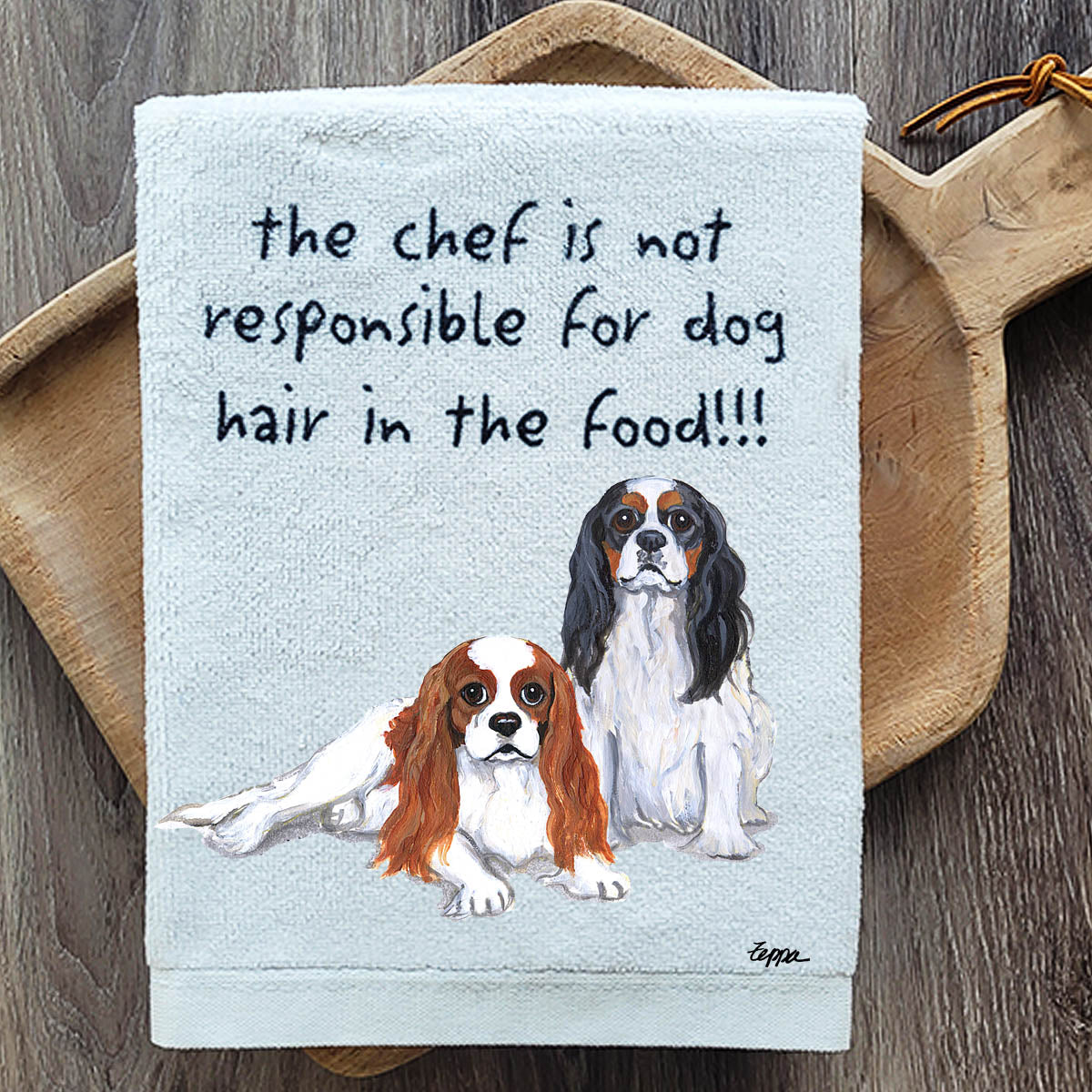 Pawsitively Adorable Cavalier King Charles Spaniel Pair Kitchen Towel