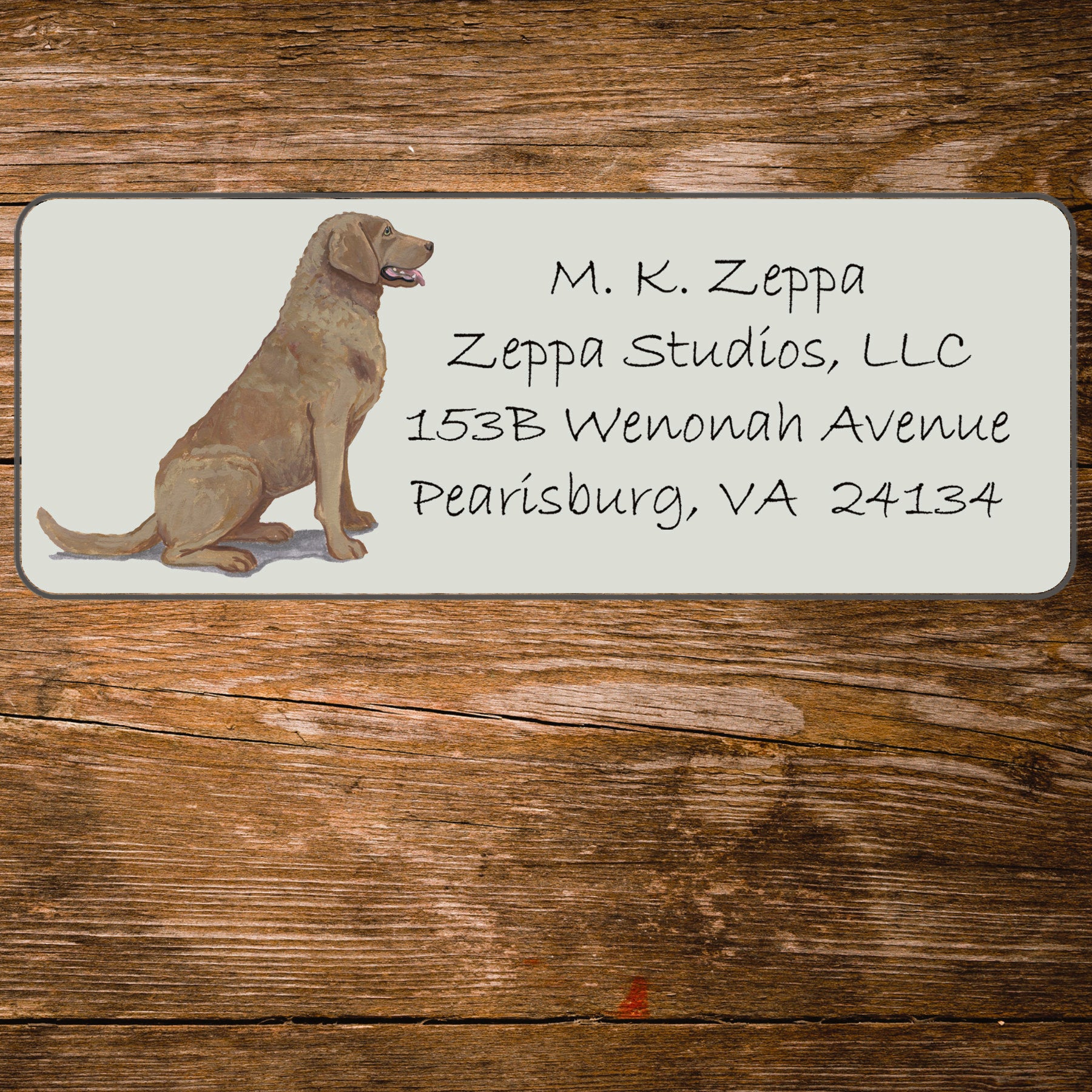 Return address label with a Chesapeake Bay Retriever illustration 