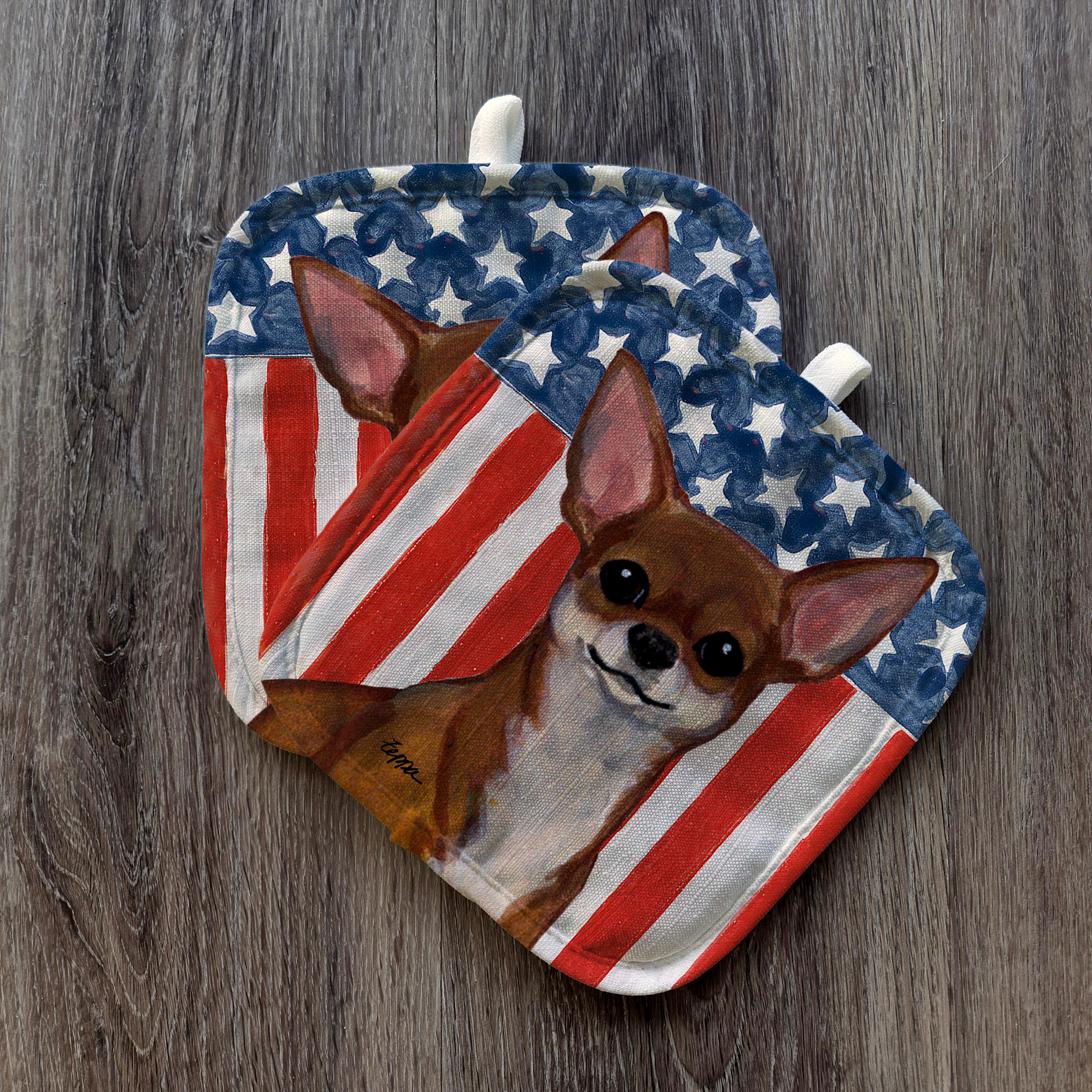 Chihuahua Americana Pot Holder Set