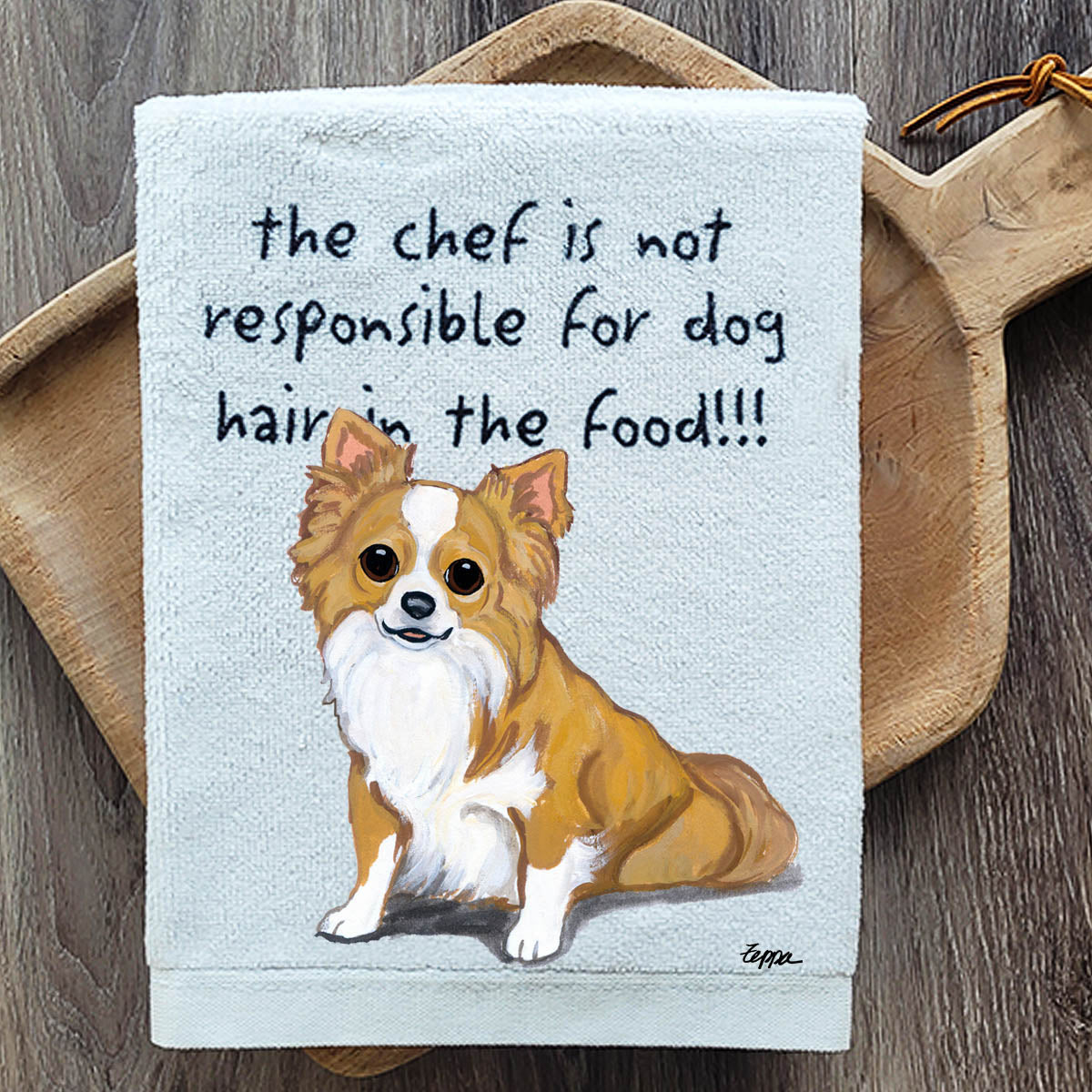 Pawsitively Adorable Longhair Chihuahua Kitchen Towel