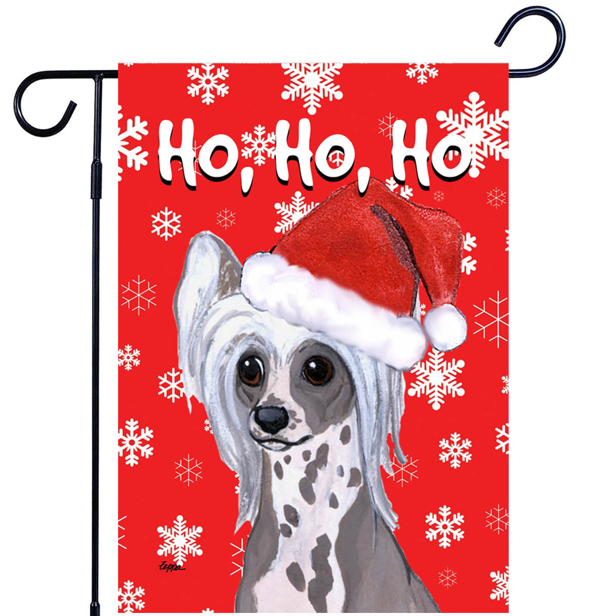 Chinese Crested Ho Ho Ho Garden Flag