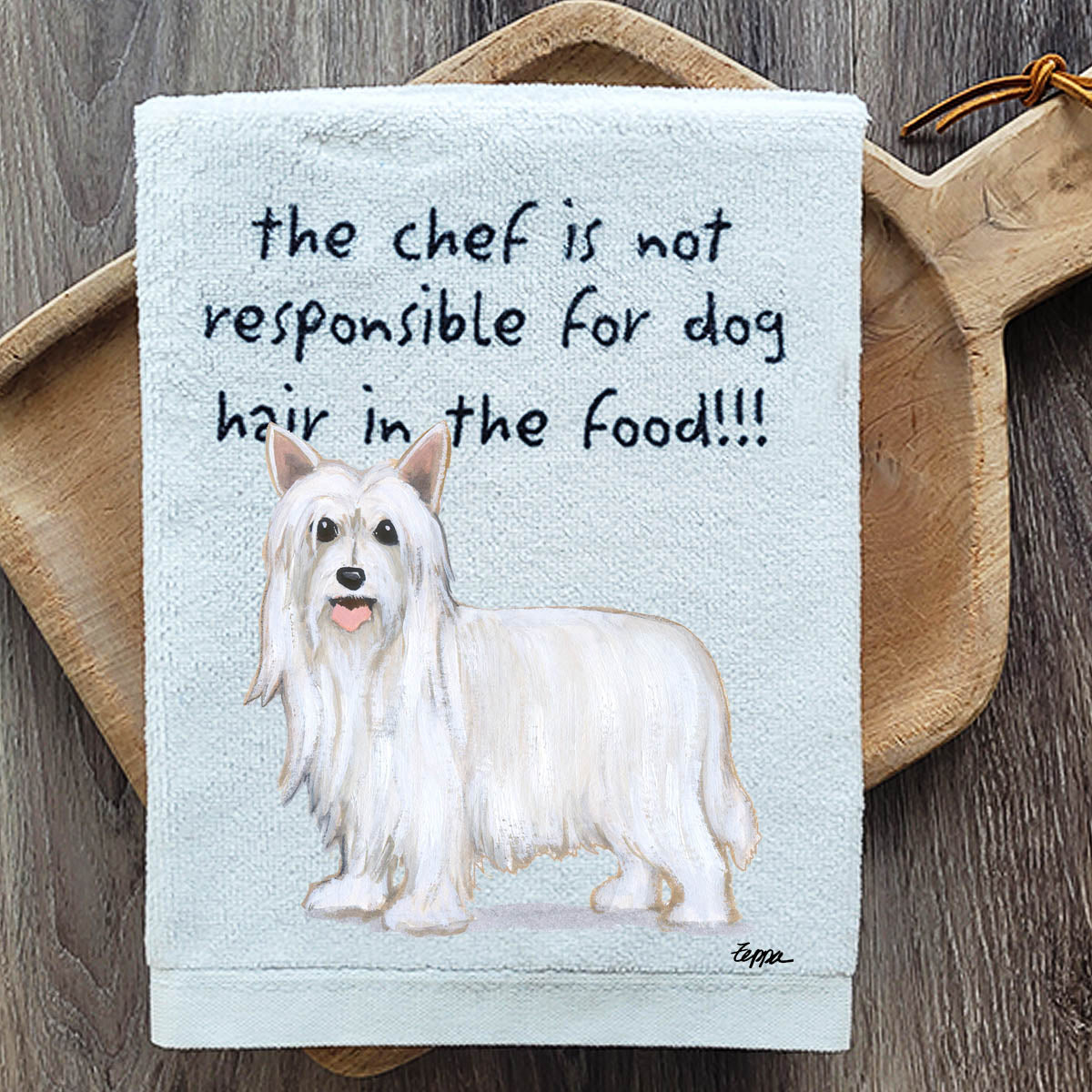 Pawsitively Adorable Powderpuff Chinese Crested Kitchen Towel