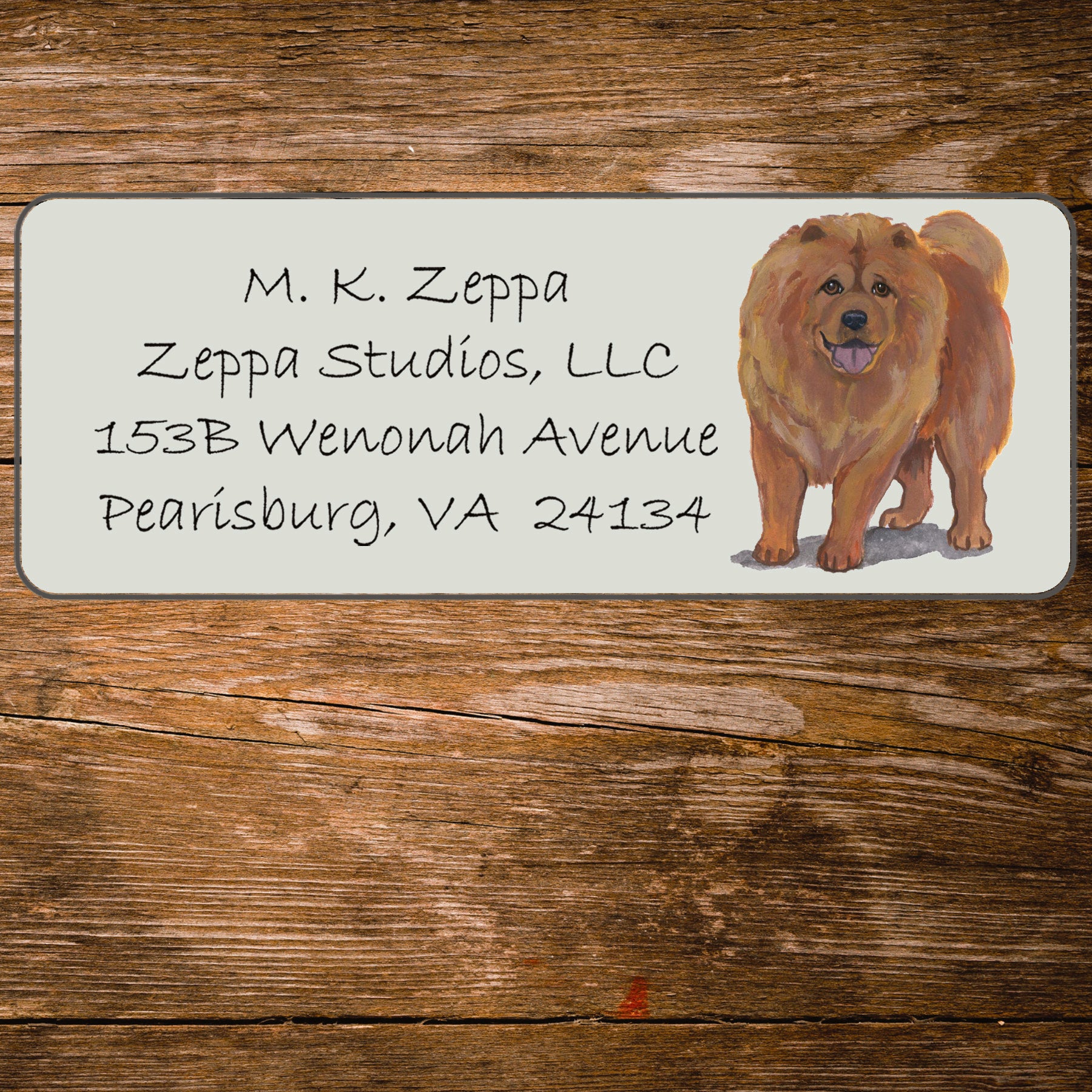 Return address label with a Chow Chow illustration 