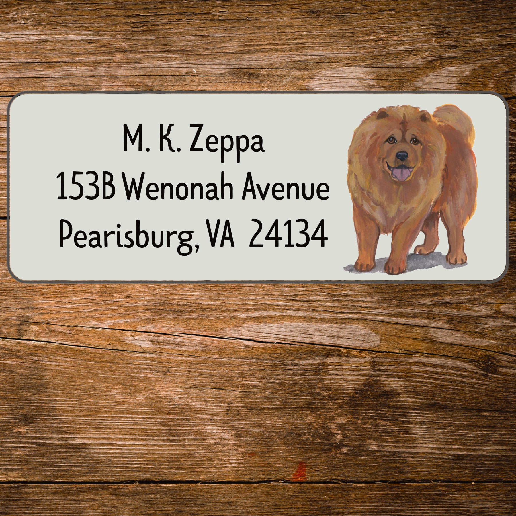 Return address label with a Chow Chow illustration 