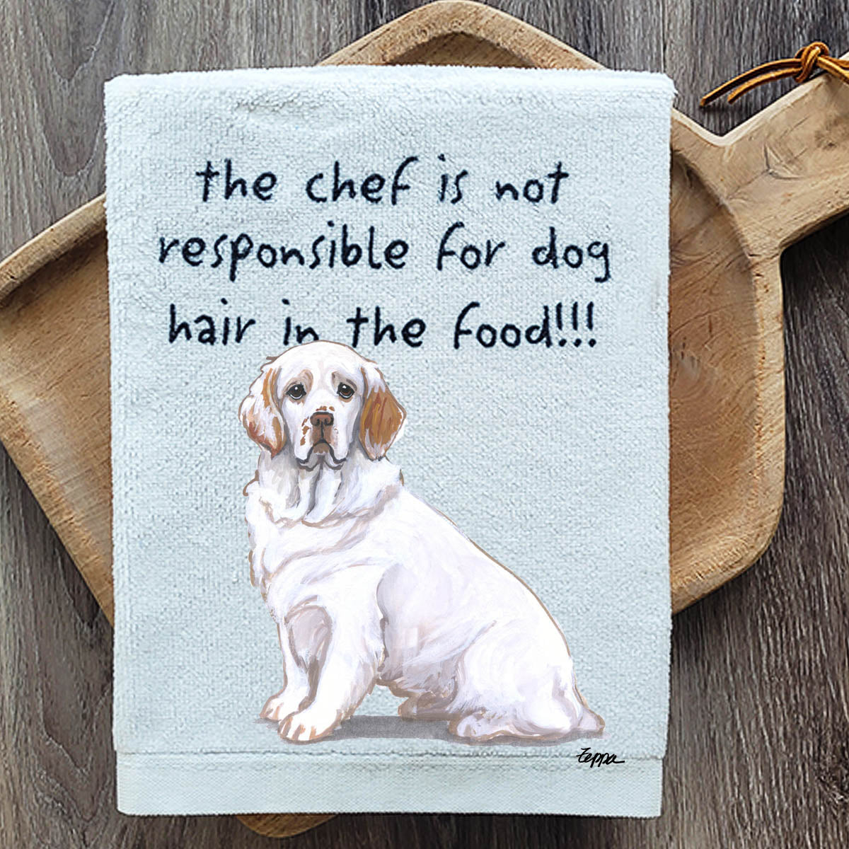Pawsitively Adorable Clumber Spaniel Kitchen Towel