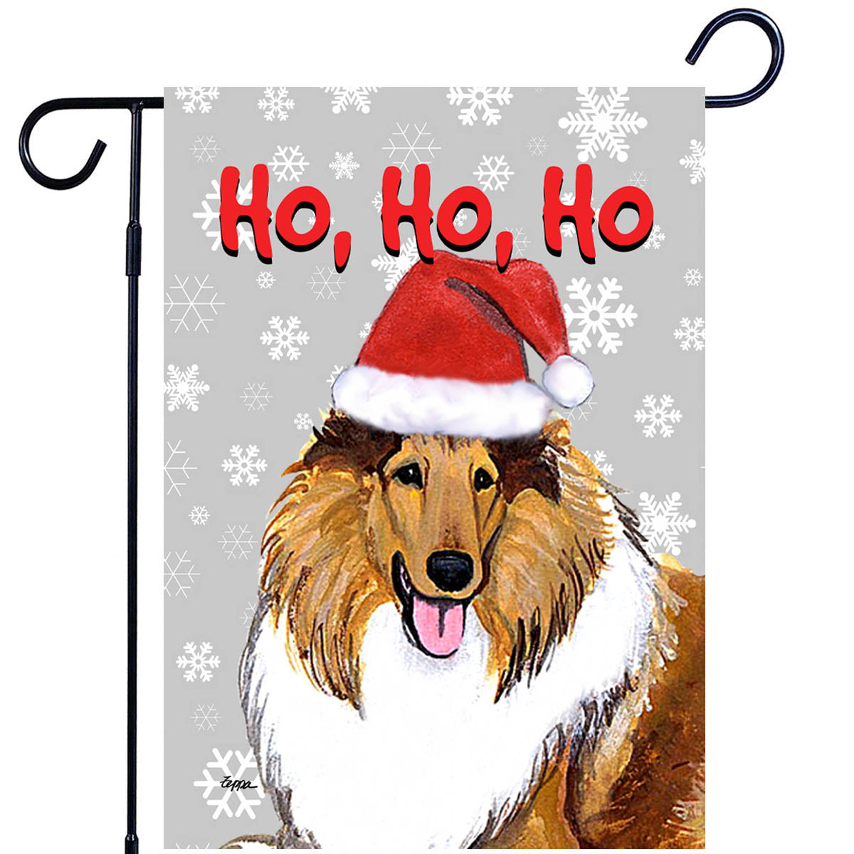 Collie Ho Ho Ho Garden Flag