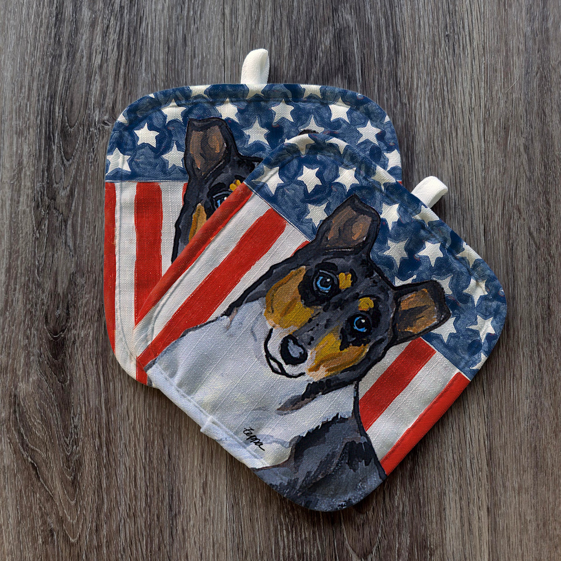 Smooth Collie Americana Pot Holder Set