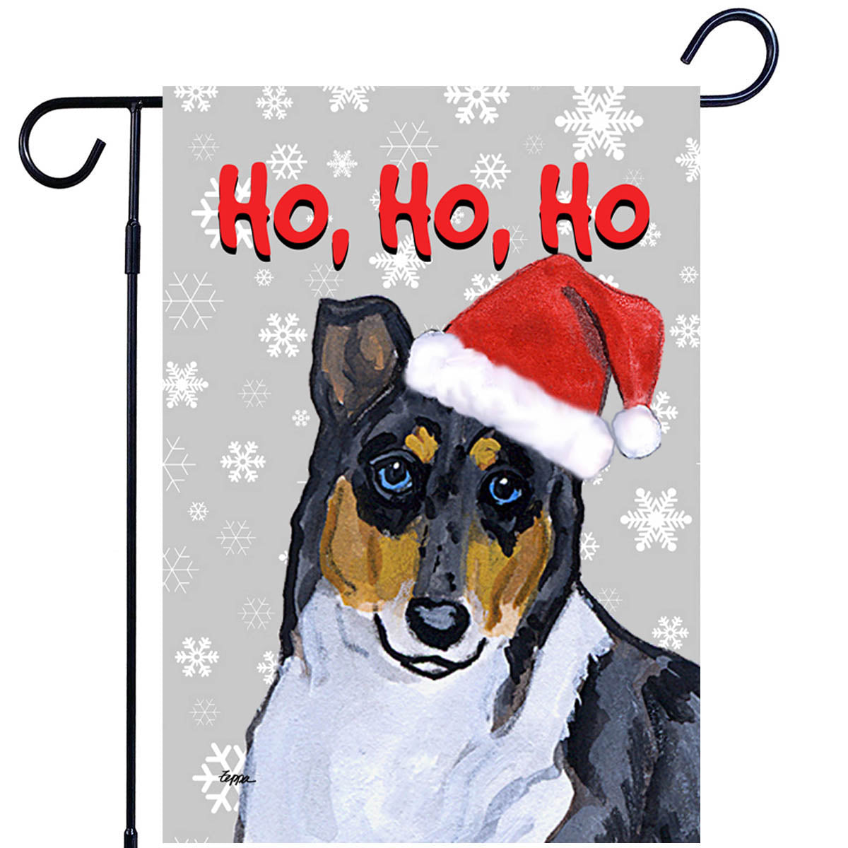 Collie Ho Ho Ho Garden Flag