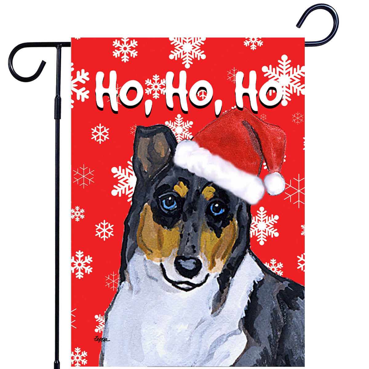 Collie Ho Ho Ho Garden Flag