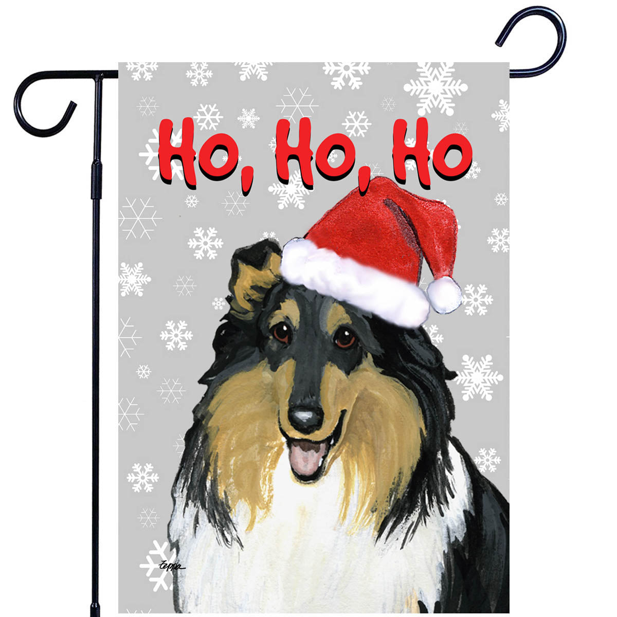 Collie Ho Ho Ho Garden Flag