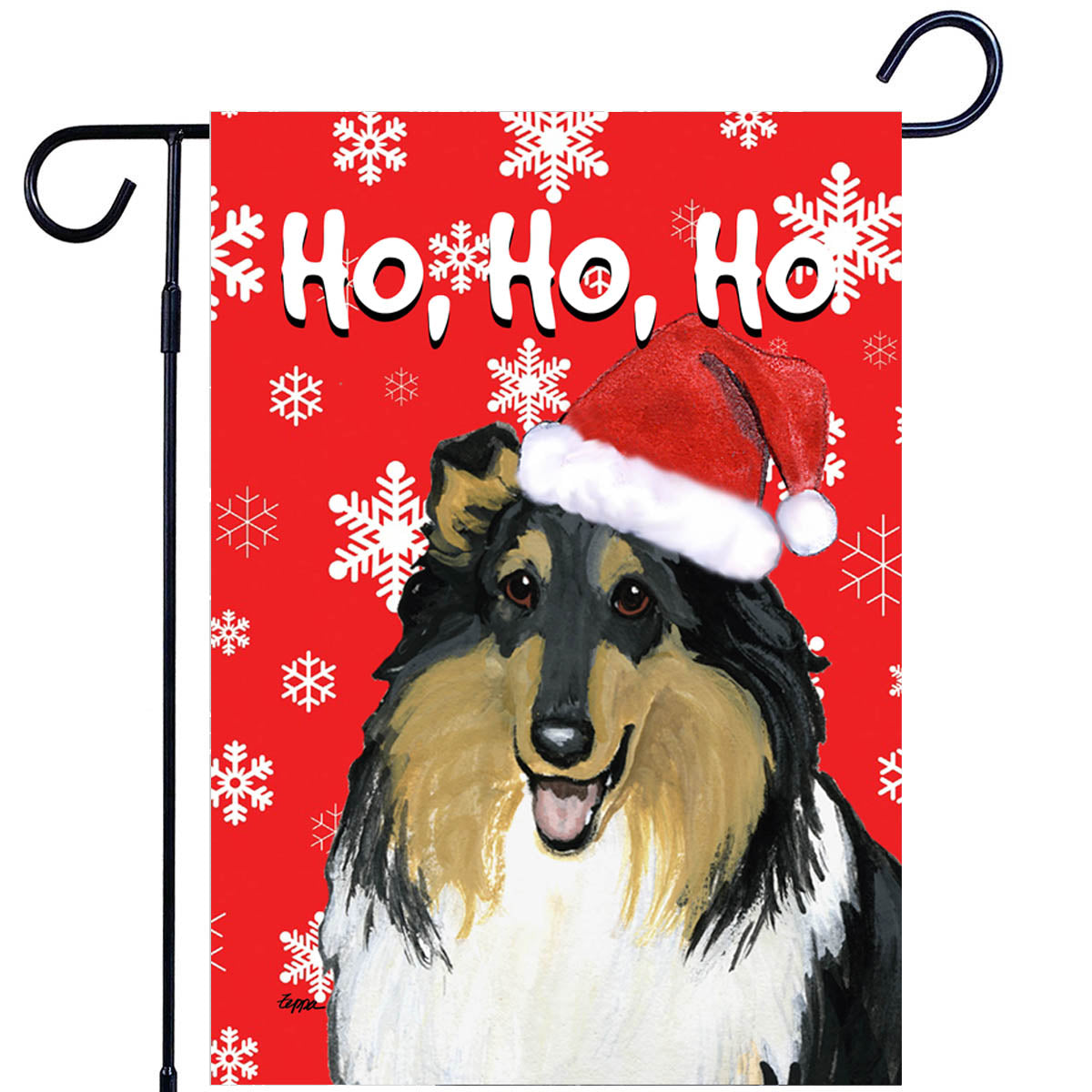 Collie Ho Ho Ho Garden Flag