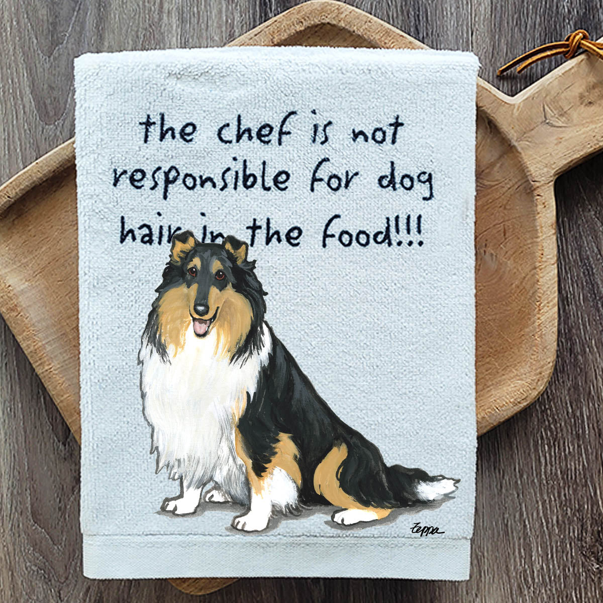Pawsitively Adorable Tri Collie Kitchen Towel