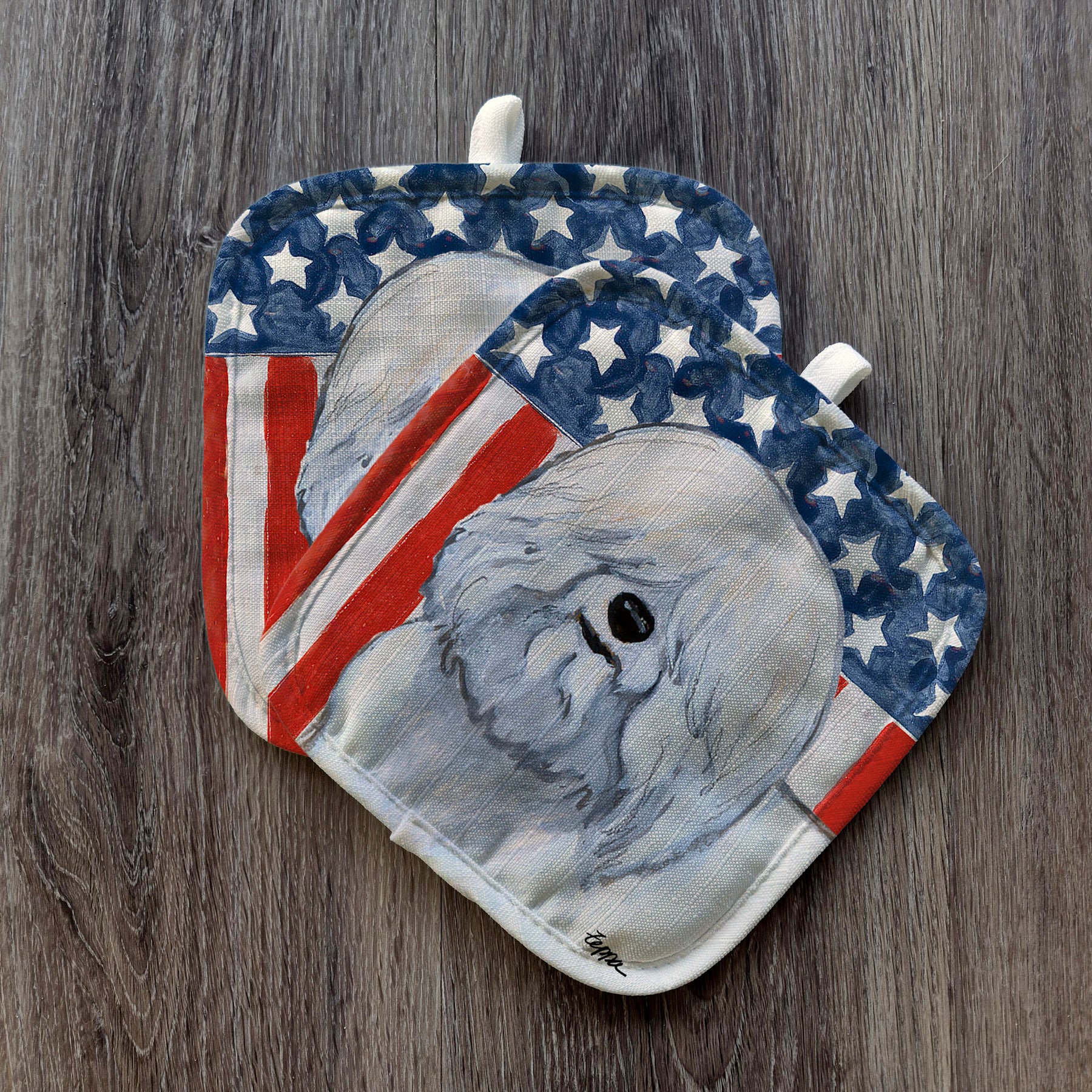 Coton du Tulear Americana Pot Holder Set