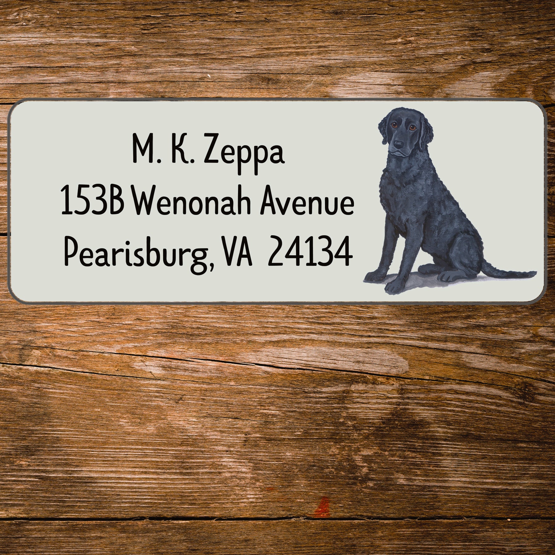 Return address label with a Curly Coated Retriever illustration