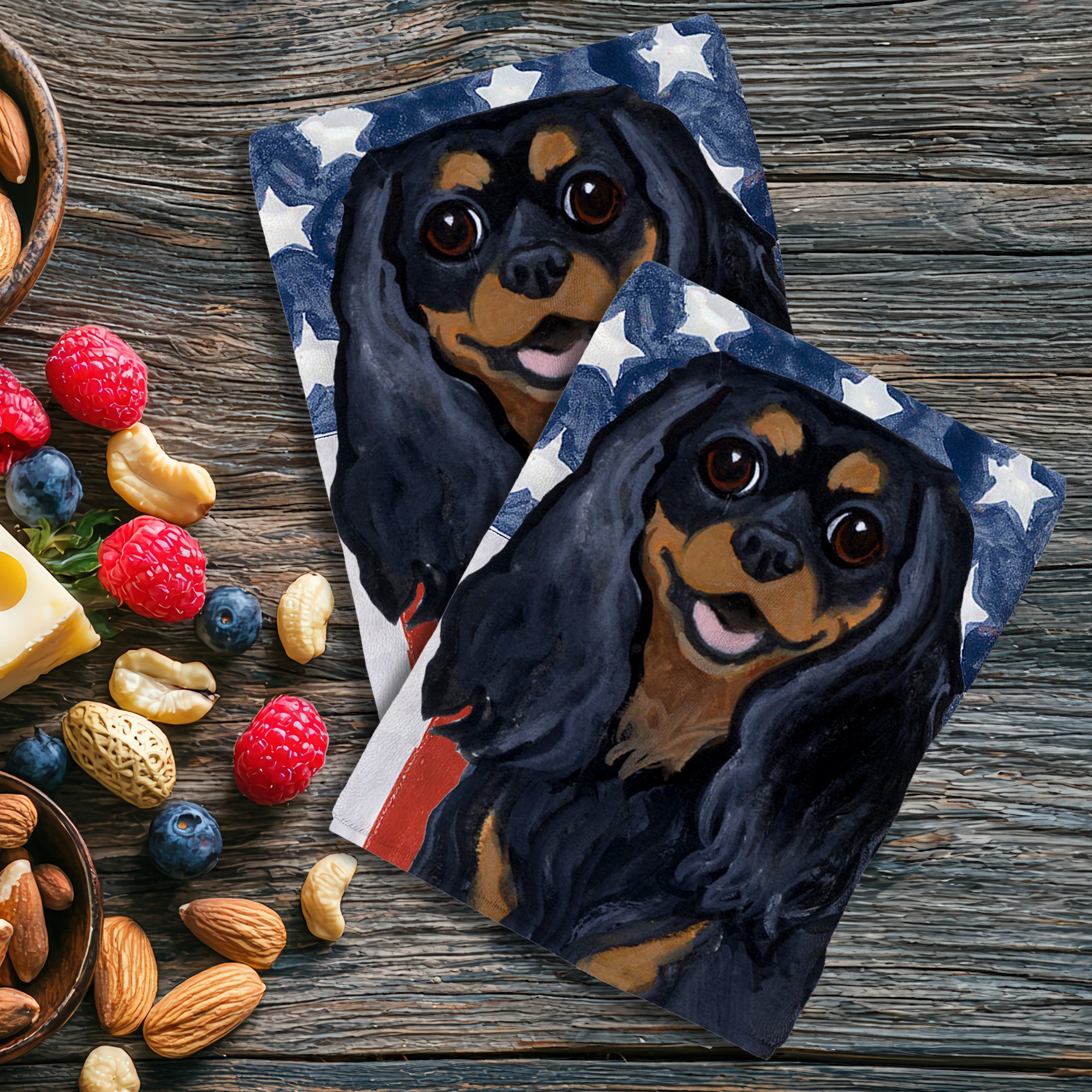 Black and Tan Cavalier Americana Kitchen Towel Set