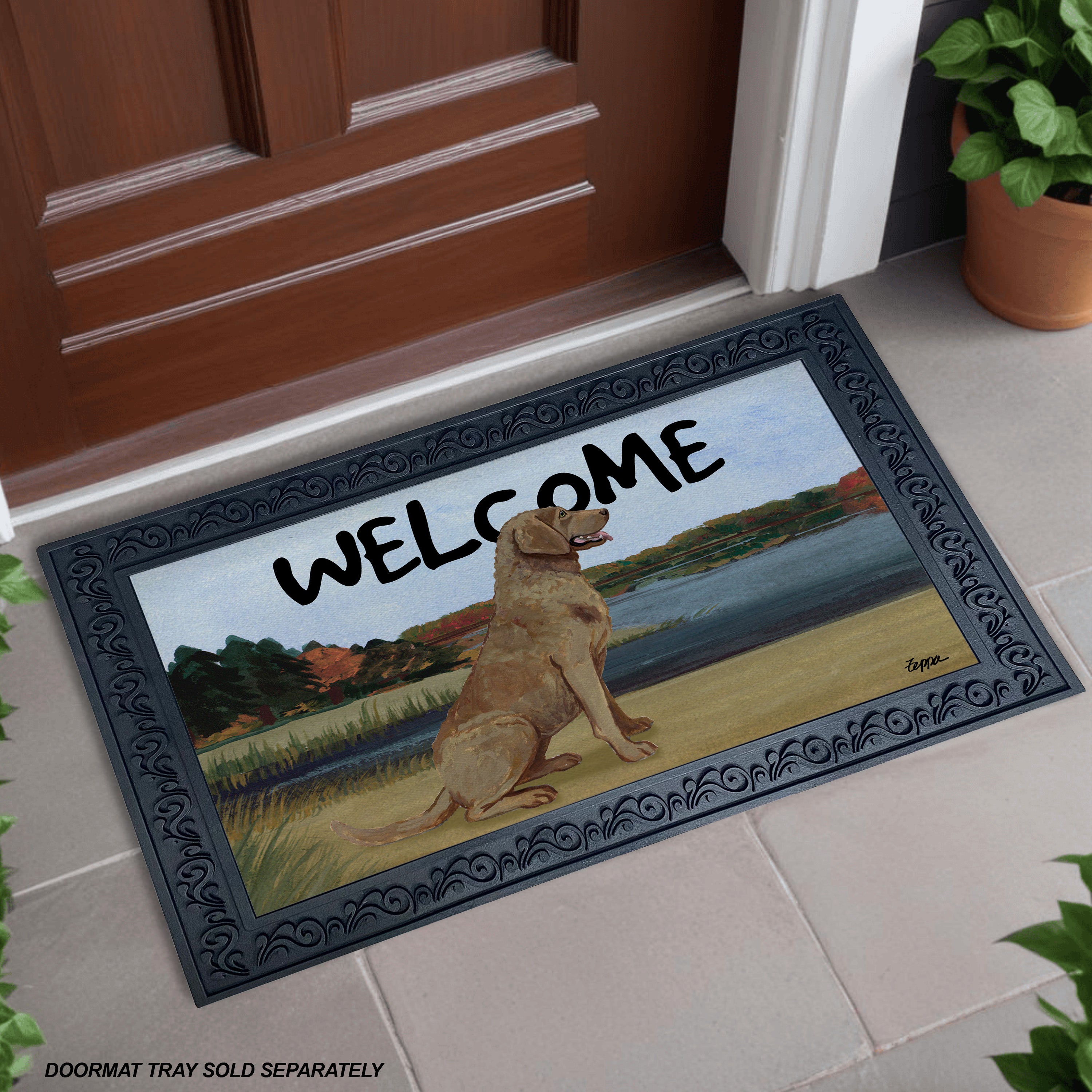 Chesapeake Bay Retriever Lake Scene Welcome Mat