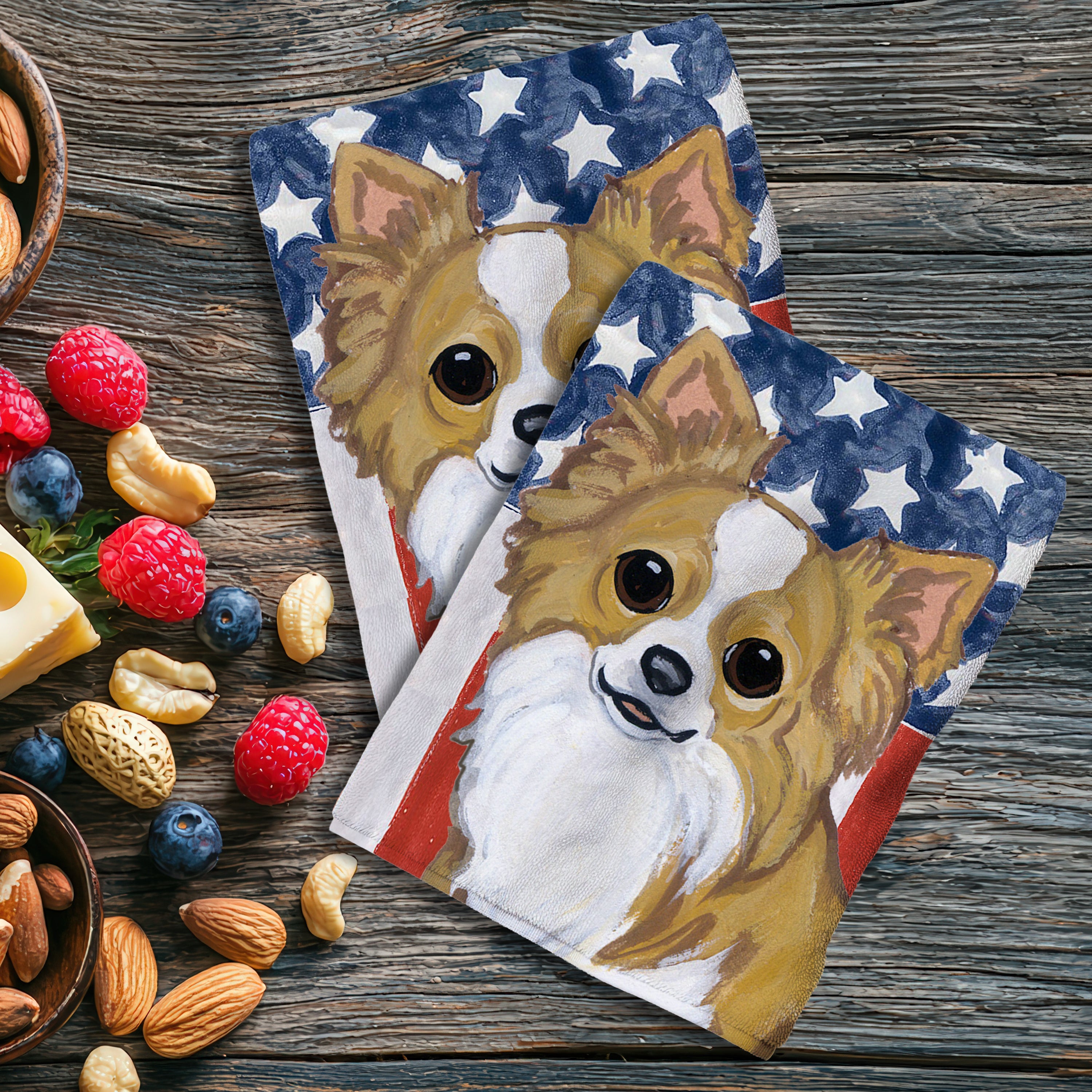 Long Haired Chihuahua Americana Kitchen Towel Set