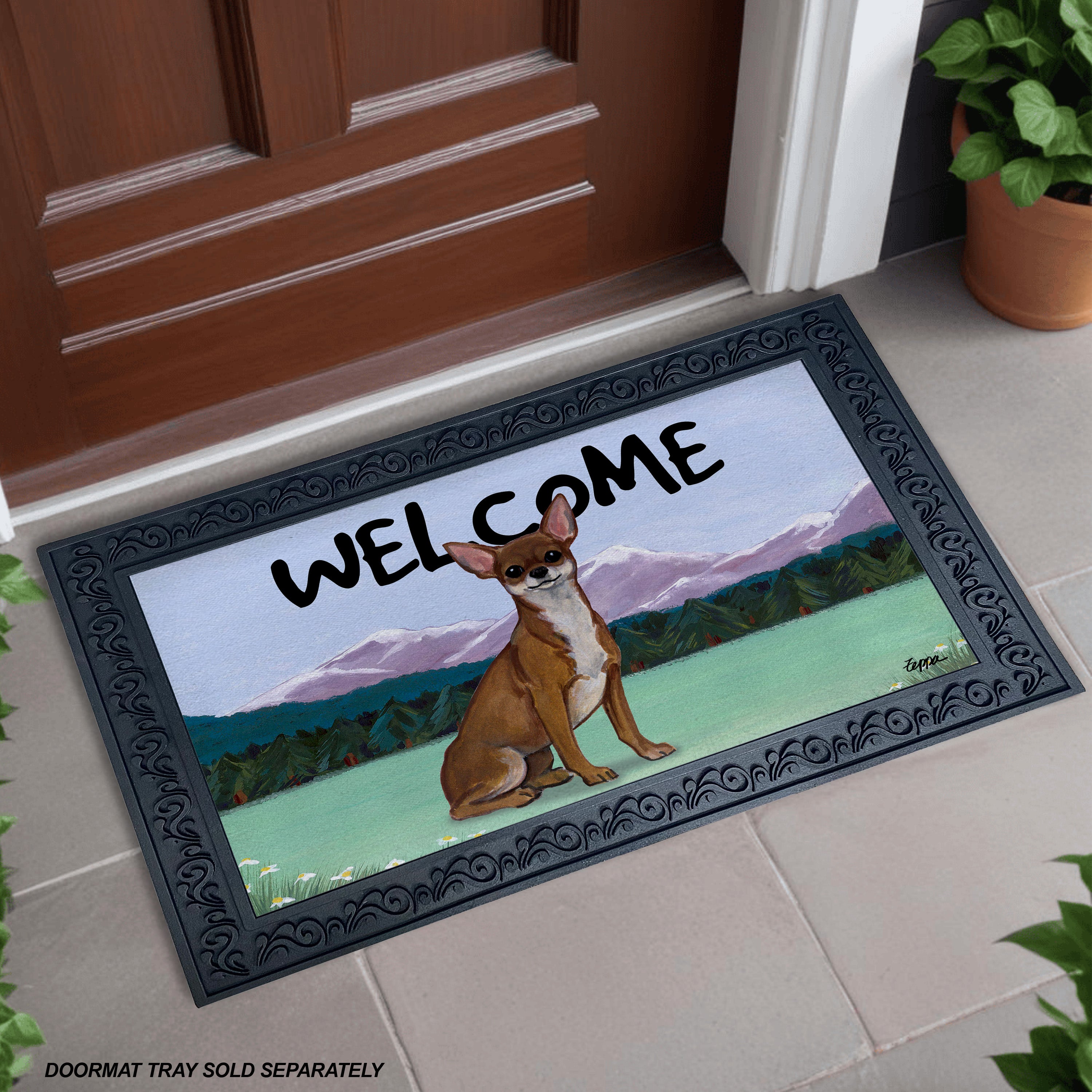 Chihuahua Mountain Scene Welcome Mat