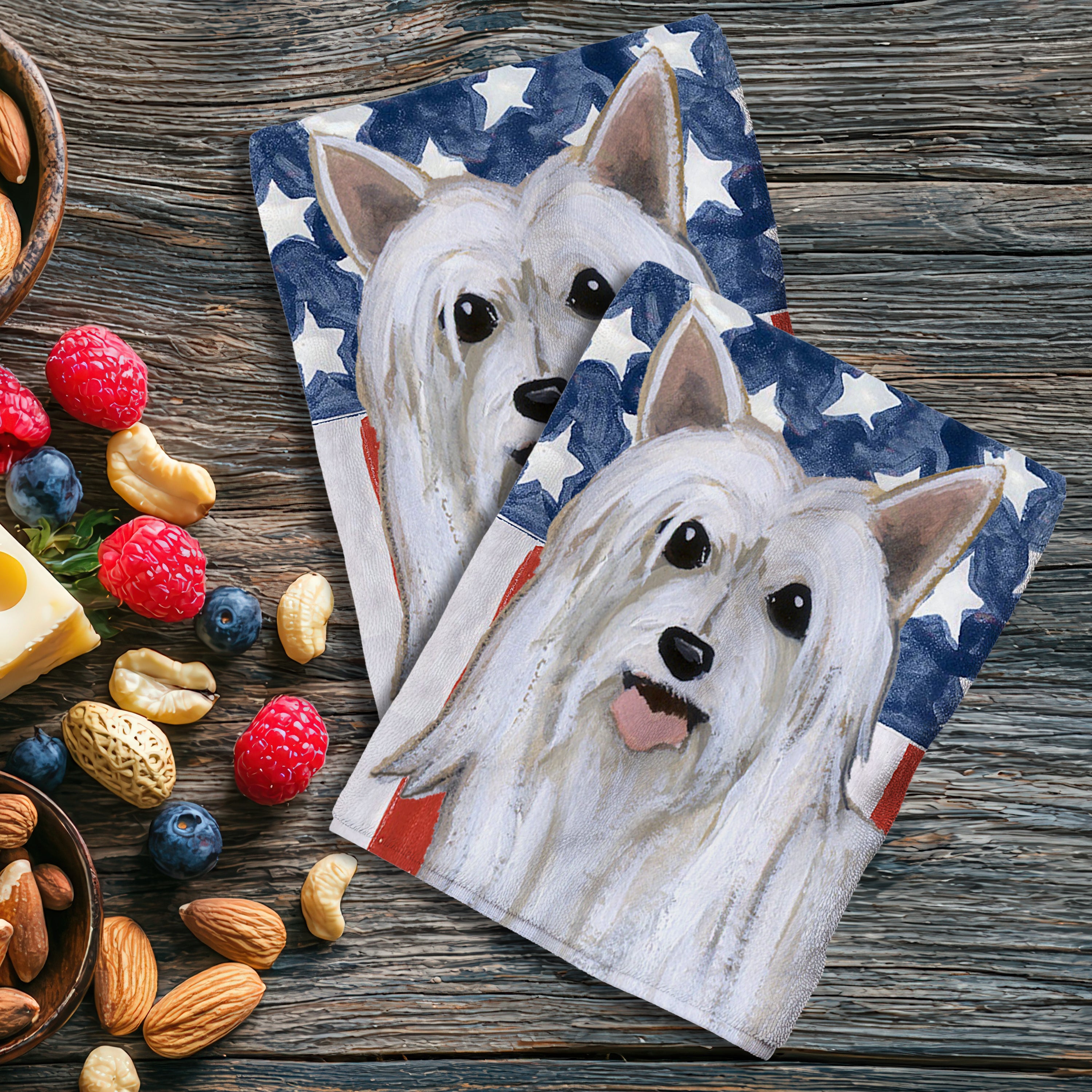 Powderpuff Chinese Crested Americana Kitchen Towel Set