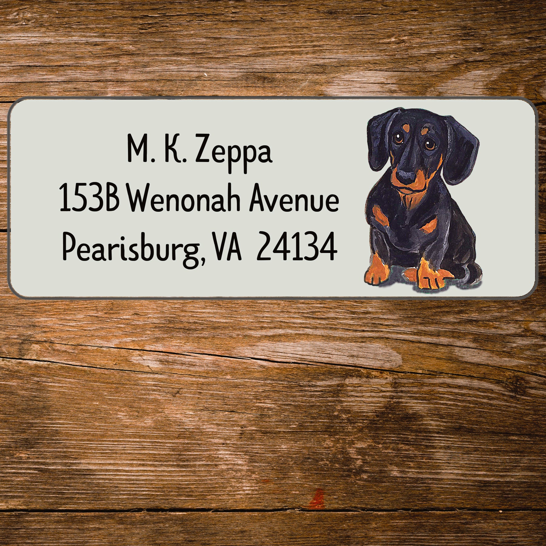 Return address label with a Dachshund illustration