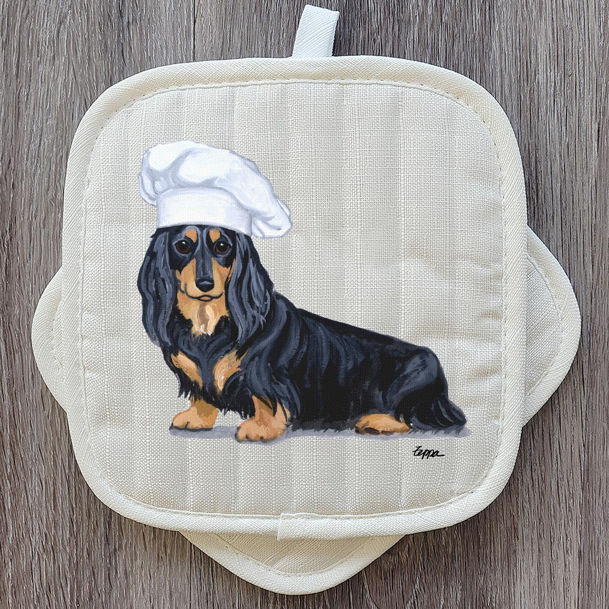 Black and Tan Longhair Dachshund Pot Holders