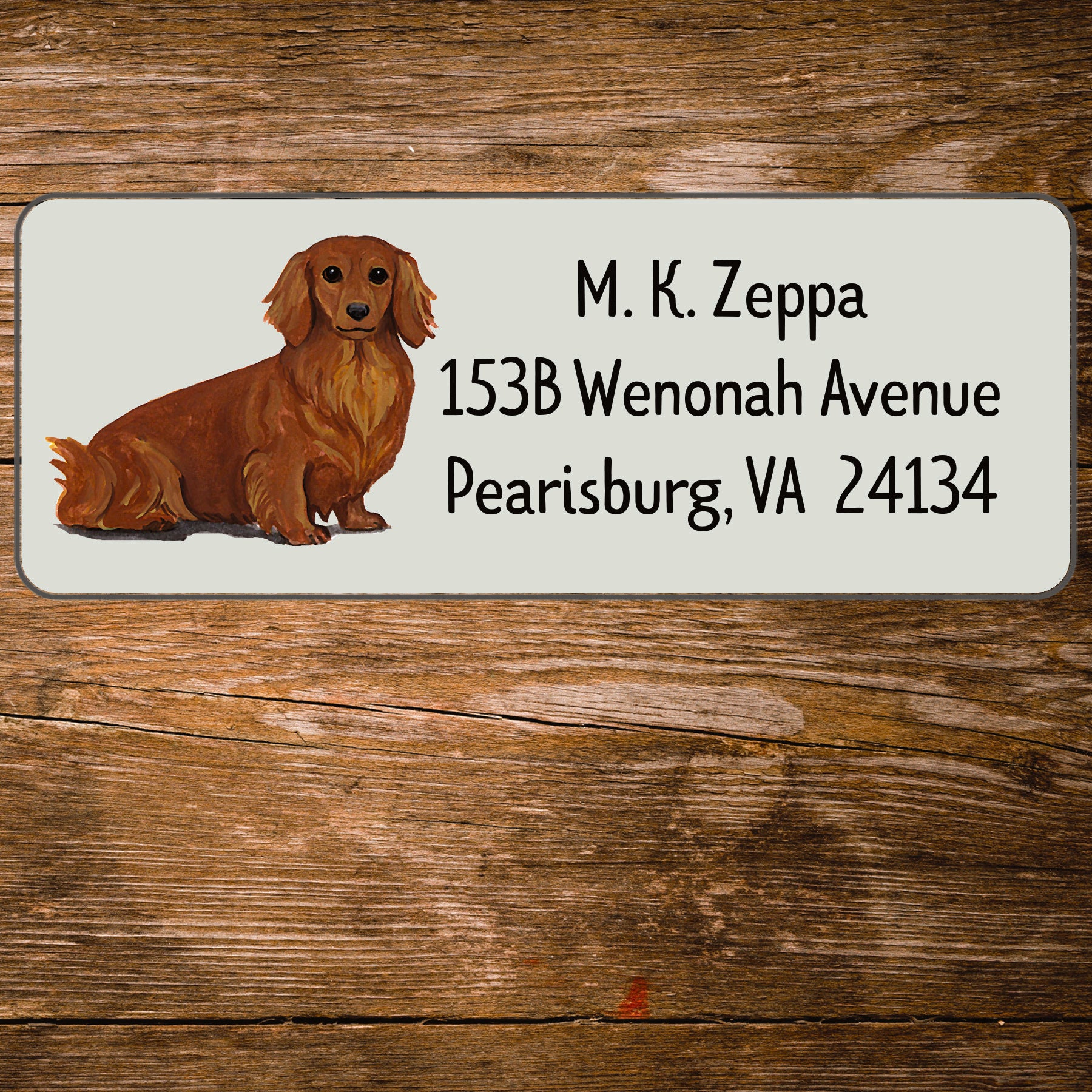 Return address label with a Dachshund illustration