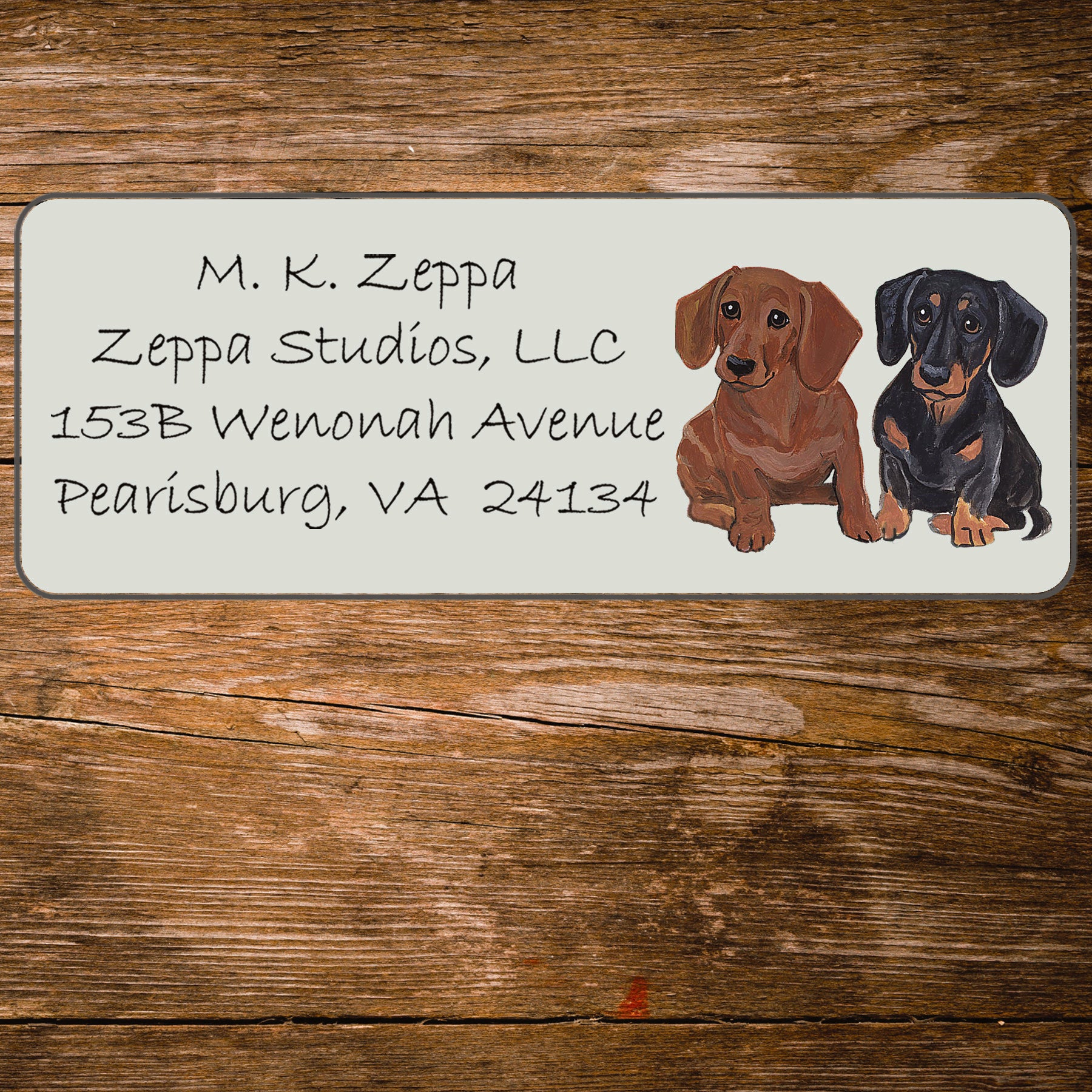 Return address label with a Dachshund illustration