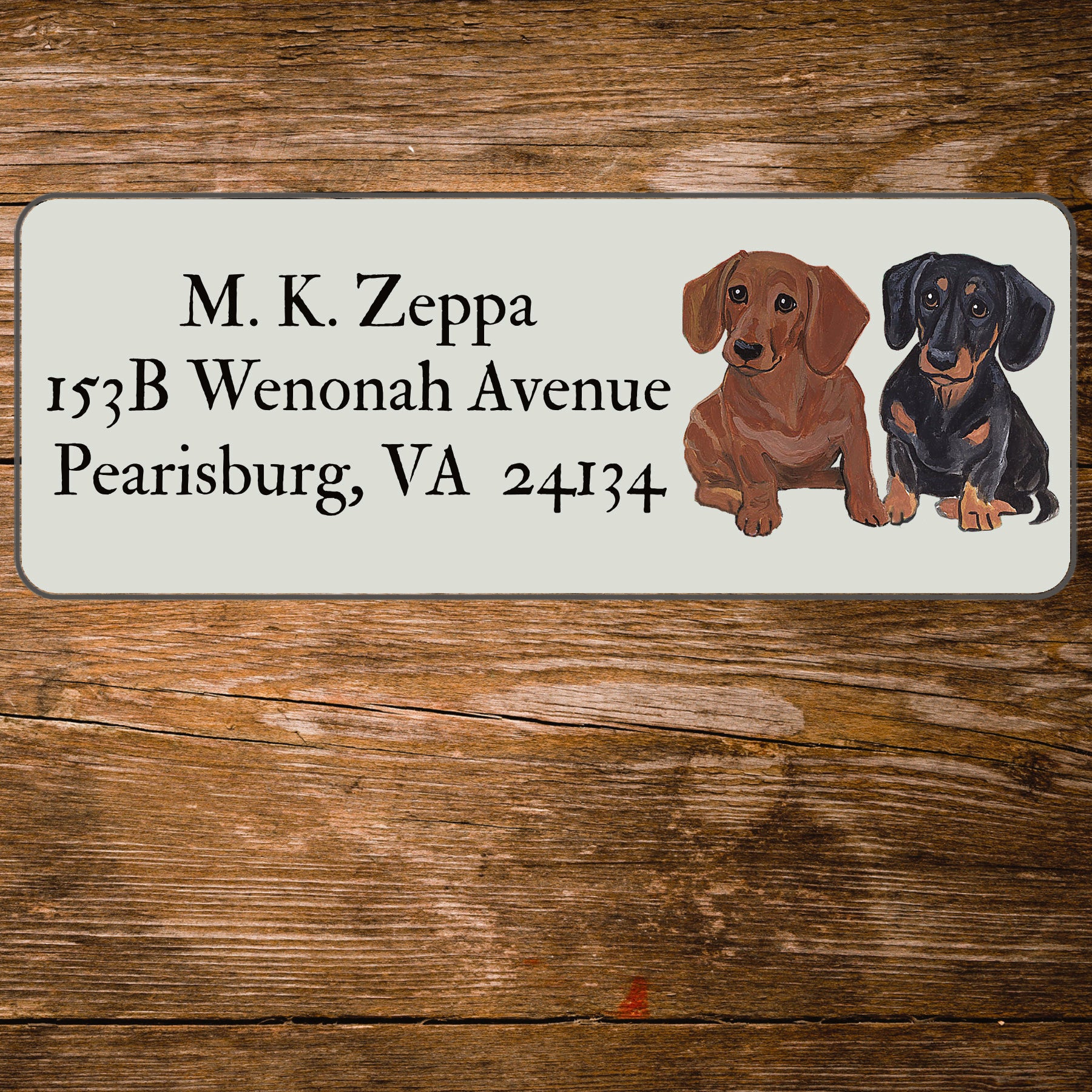 Return address label with a Dachshund illustration