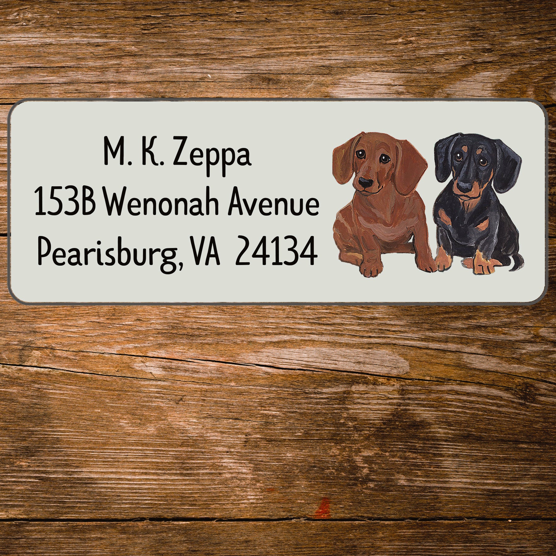 Return address label with a Dachshund illustration