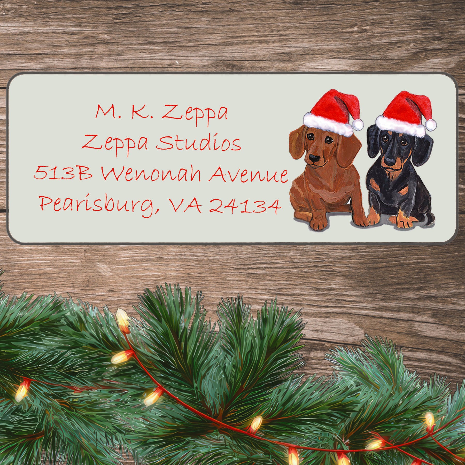 Dachshund Christmas Return Address Label