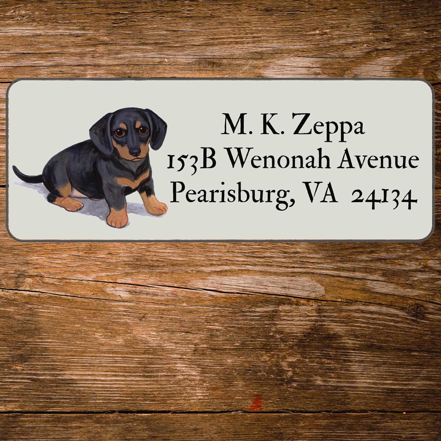 Return address label with a Dachshund illustration