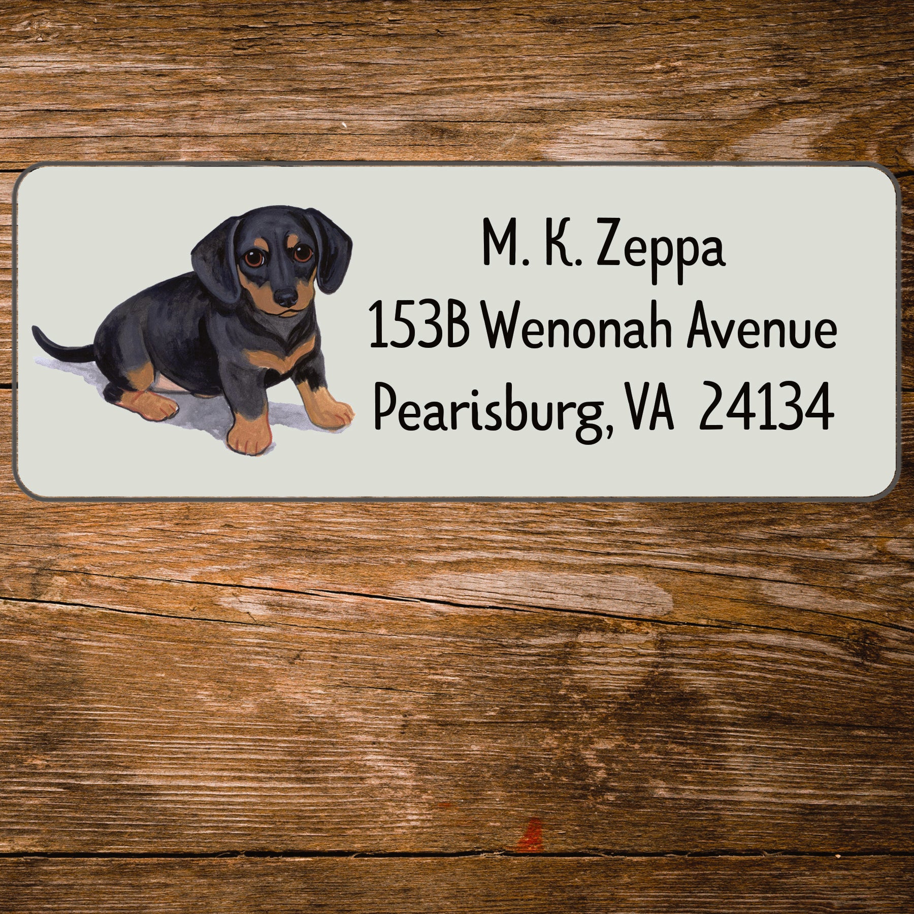 Return address label with a Dachshund illustration