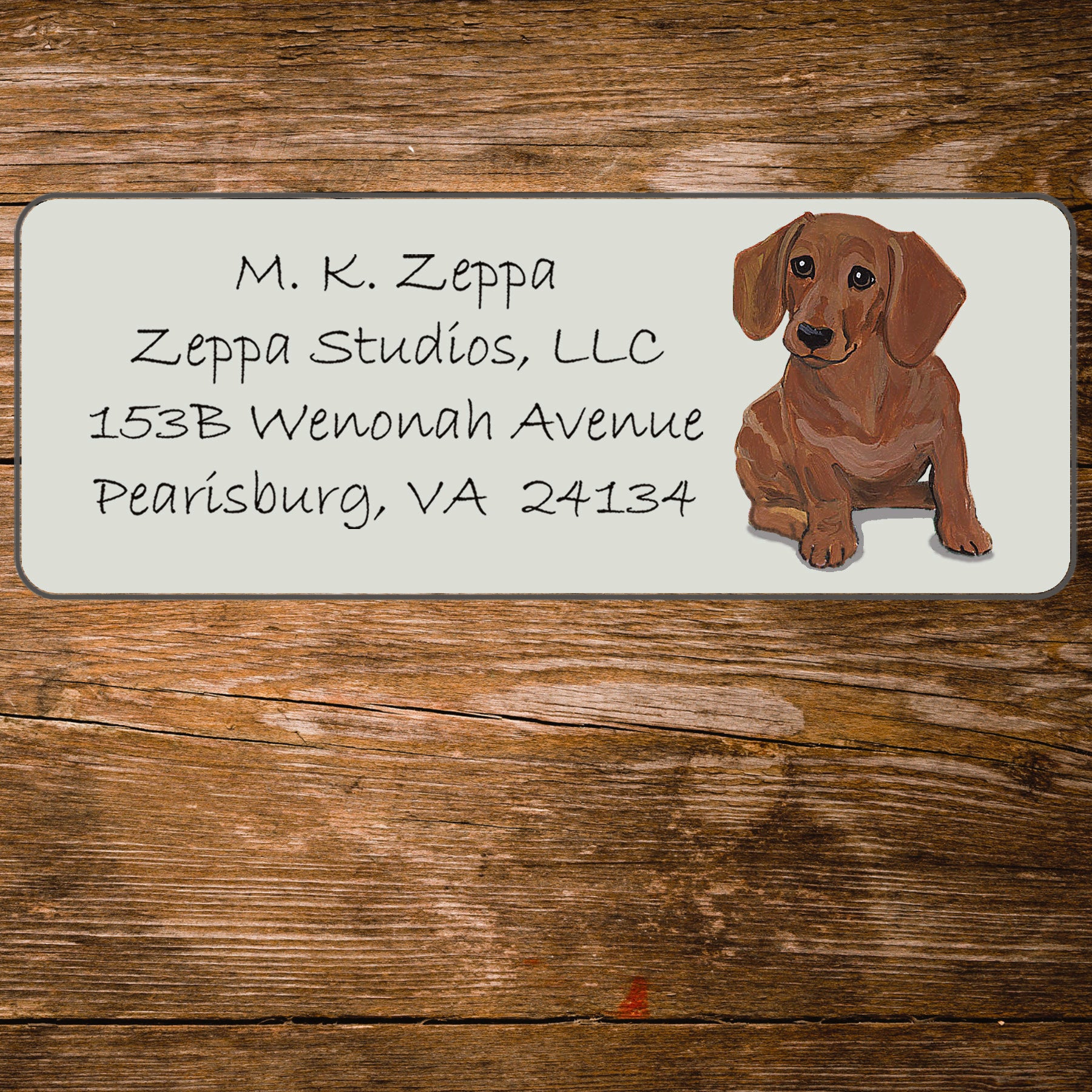 Return address label with a Dachshund illustration