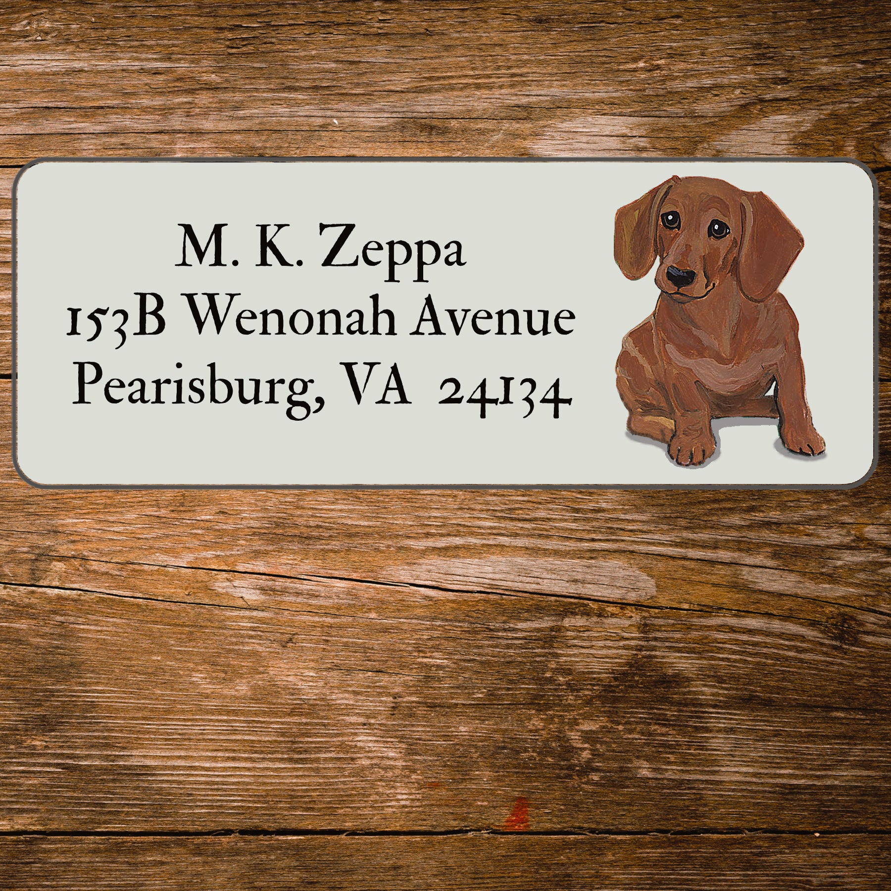 Return address label with a Dachshund illustration