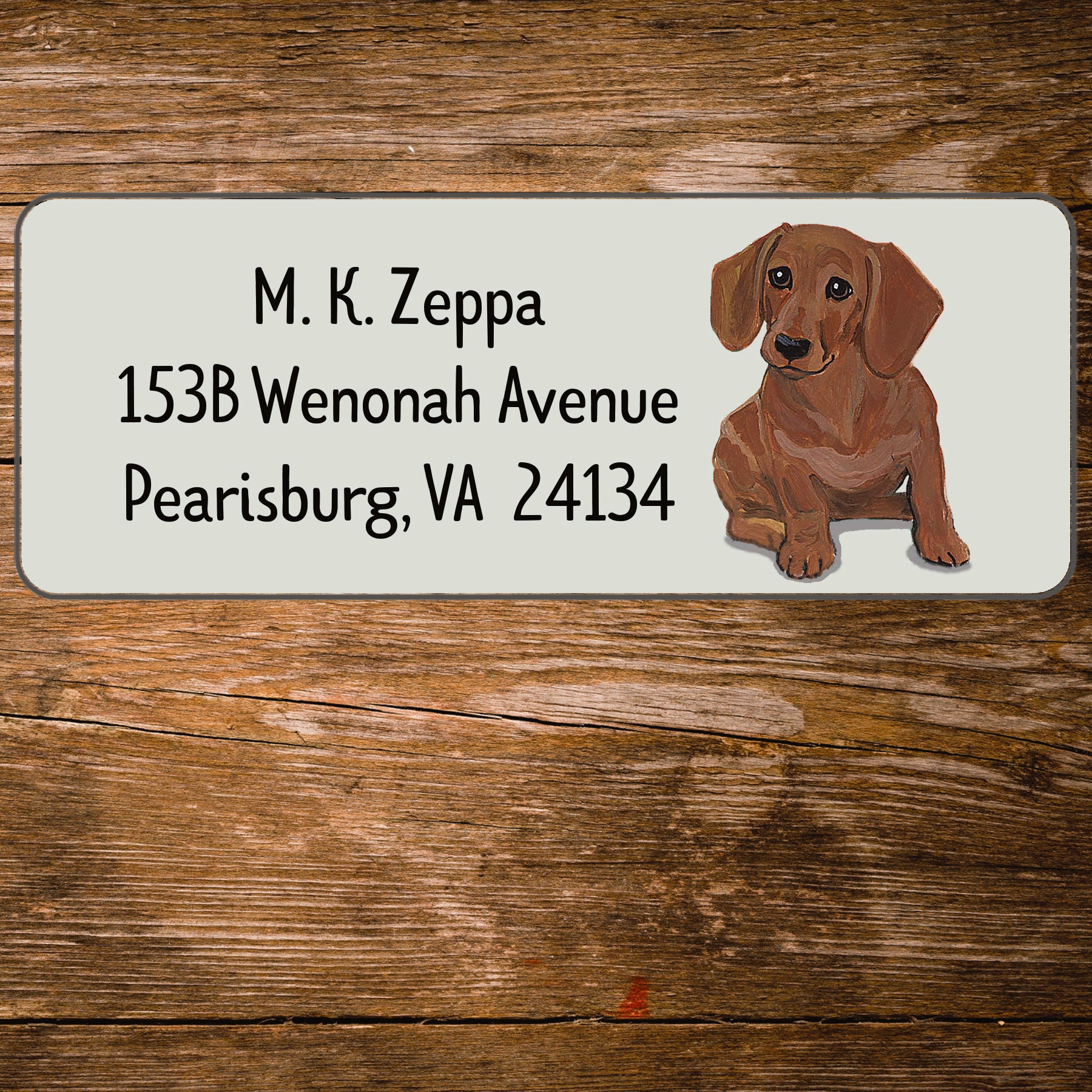 Return address label with a Dachshund illustration
