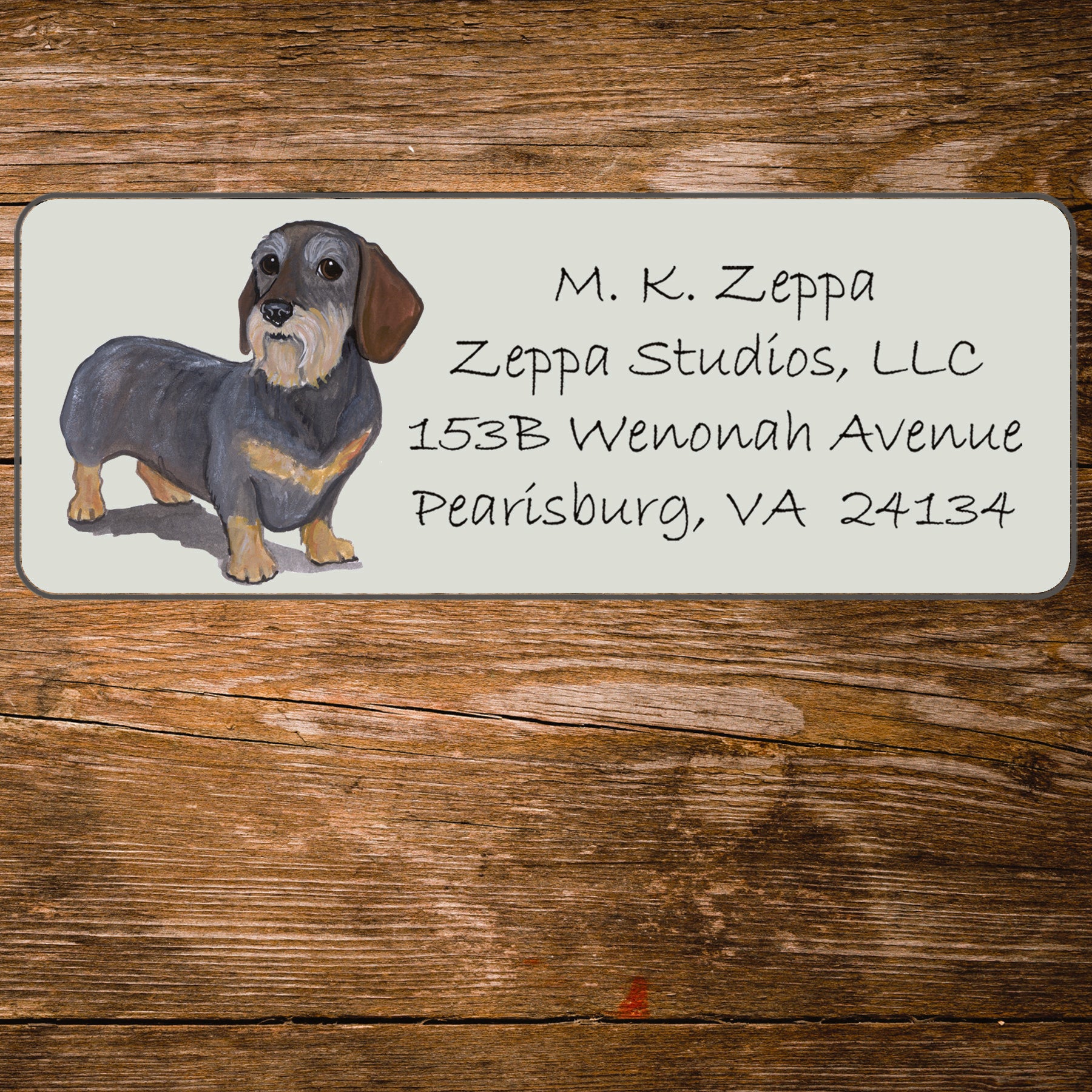 Return address label with a Dachshund illustration