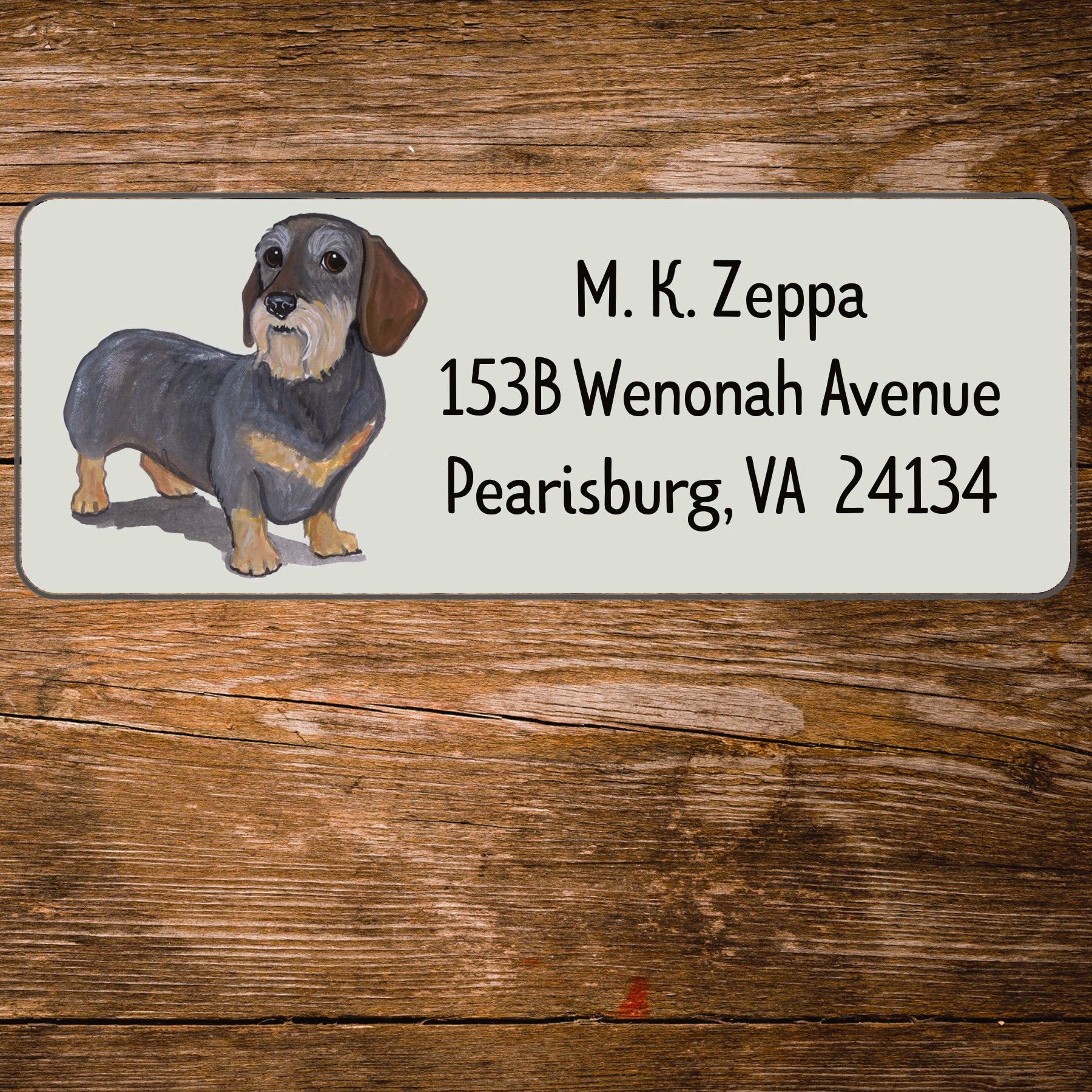 Return address label with a Dachshund illustration