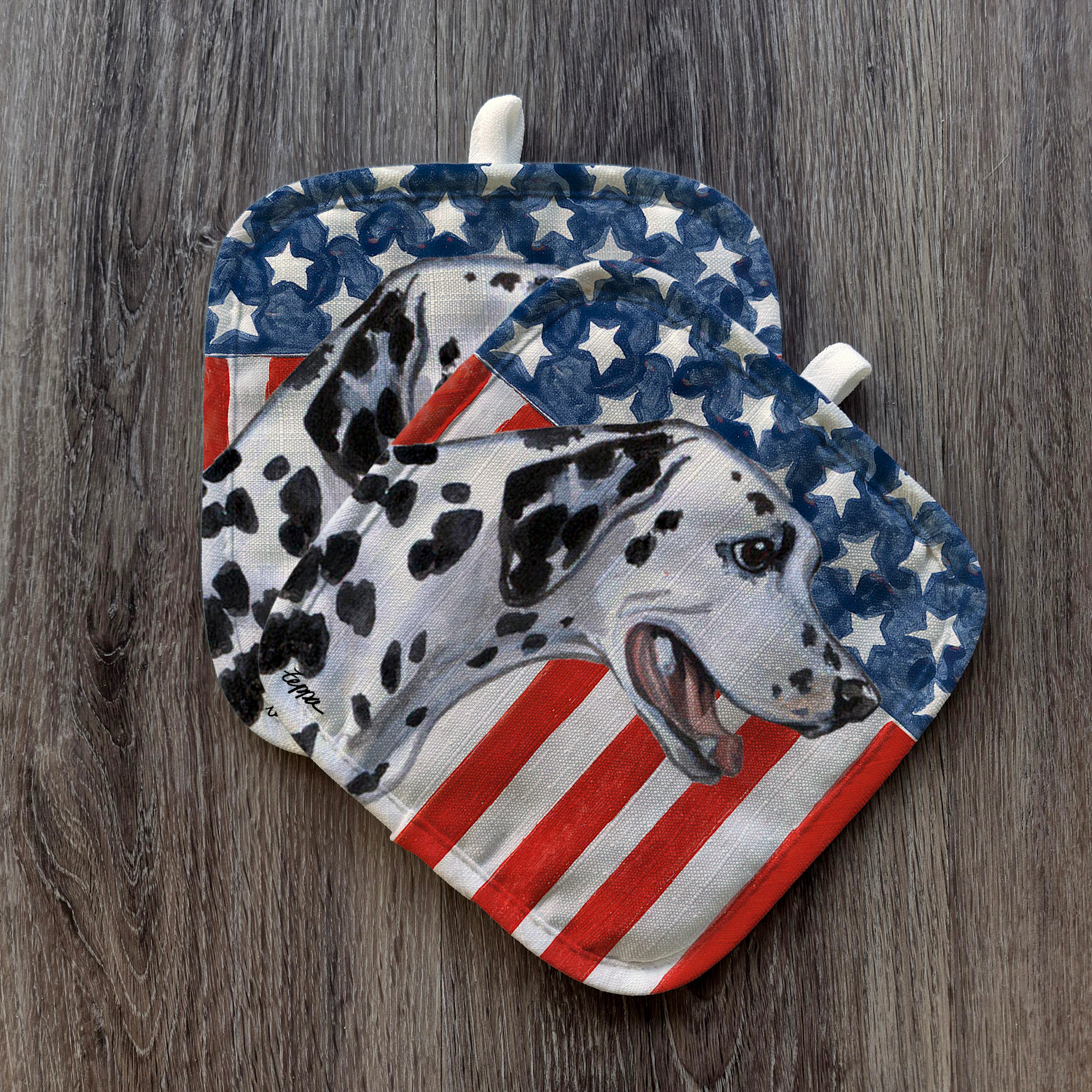 Dalmatian Americana Pot Holder Set